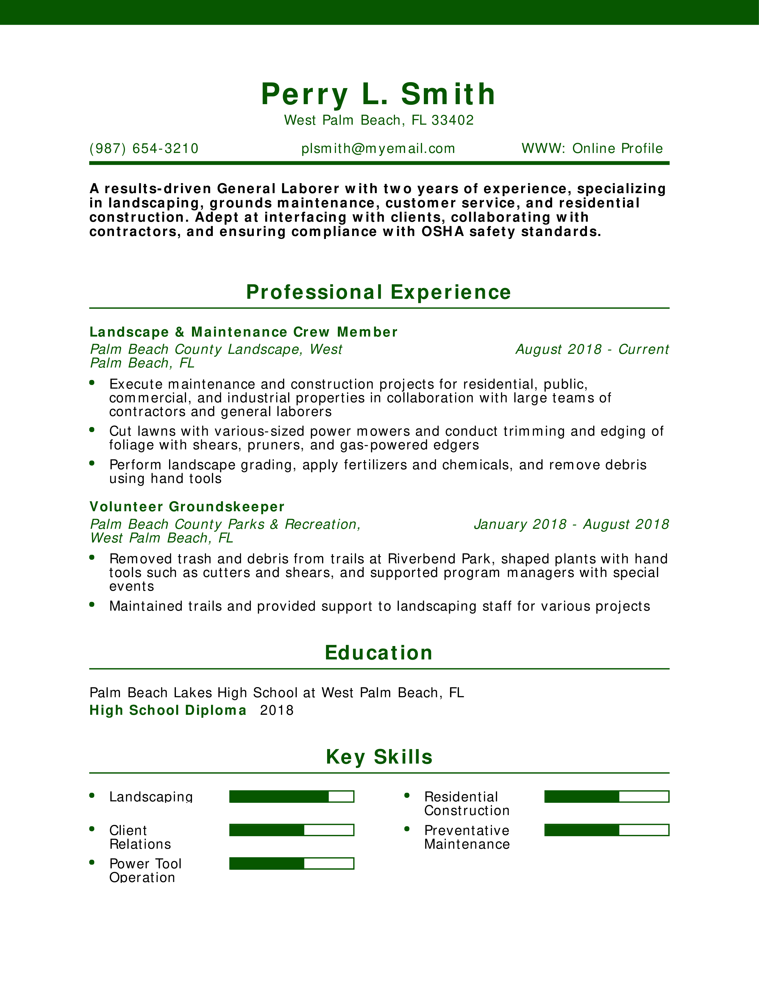 General Laborer Resume