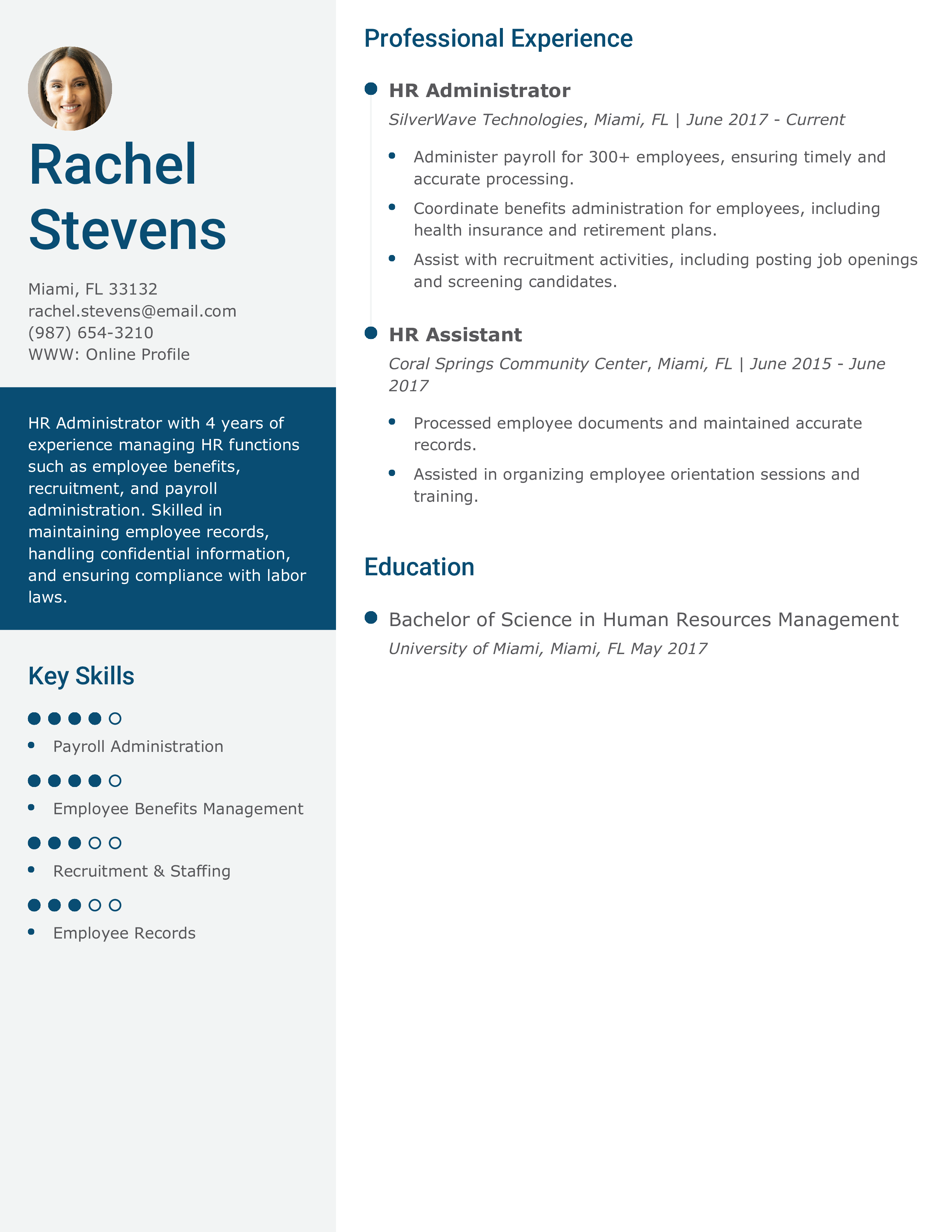 HR Administrator Resume