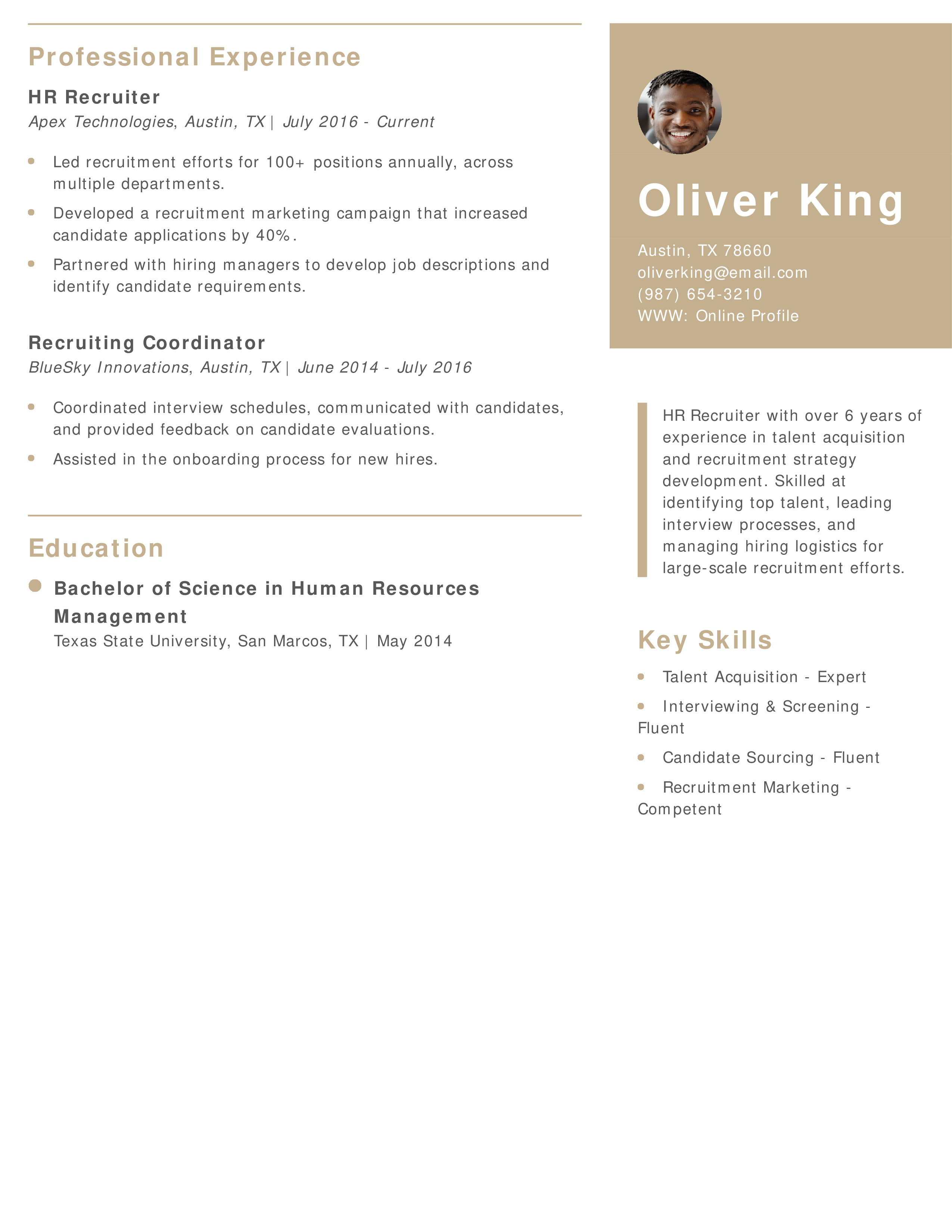 HR Recruiter Resume