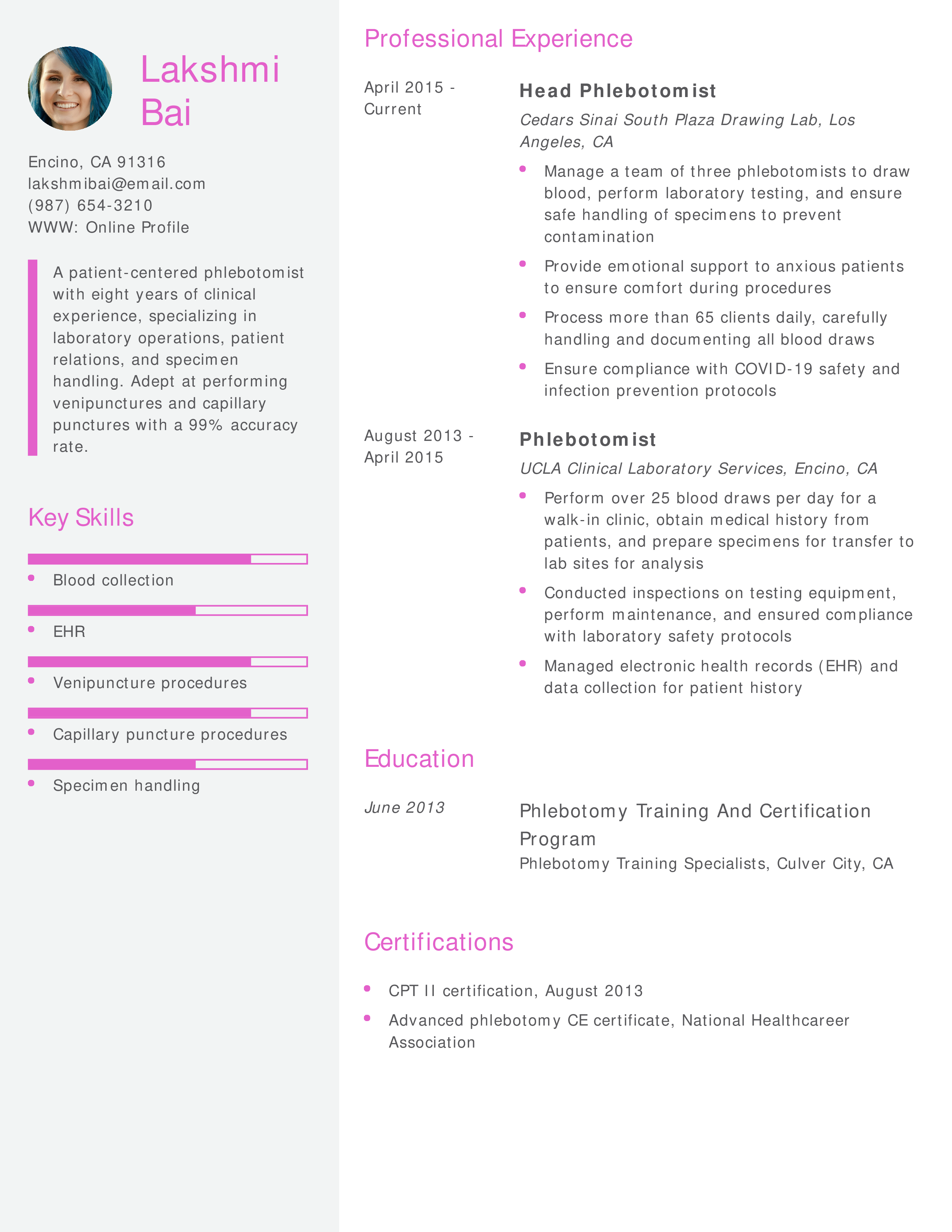 Health Care Support Resume