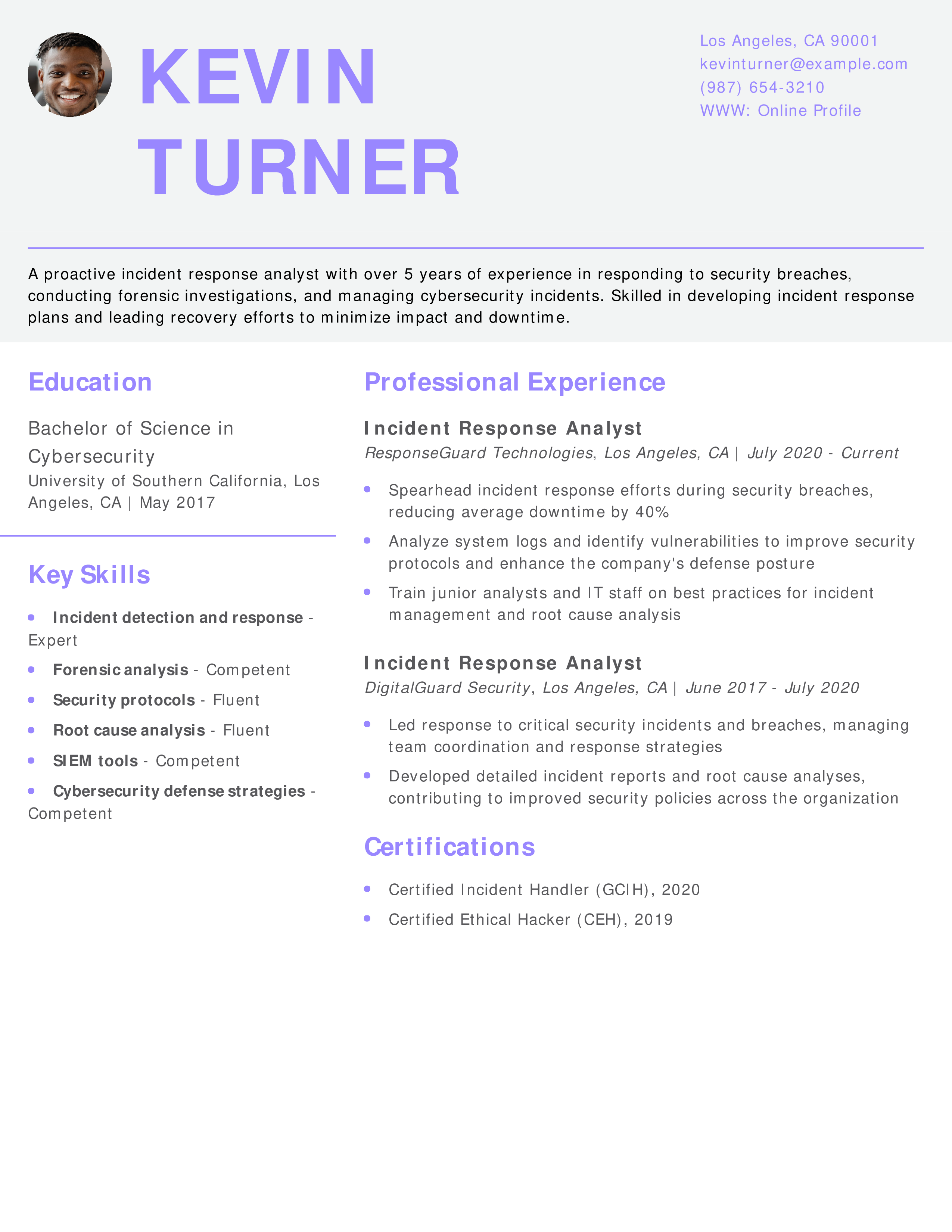 Incident Response Analyst Resume