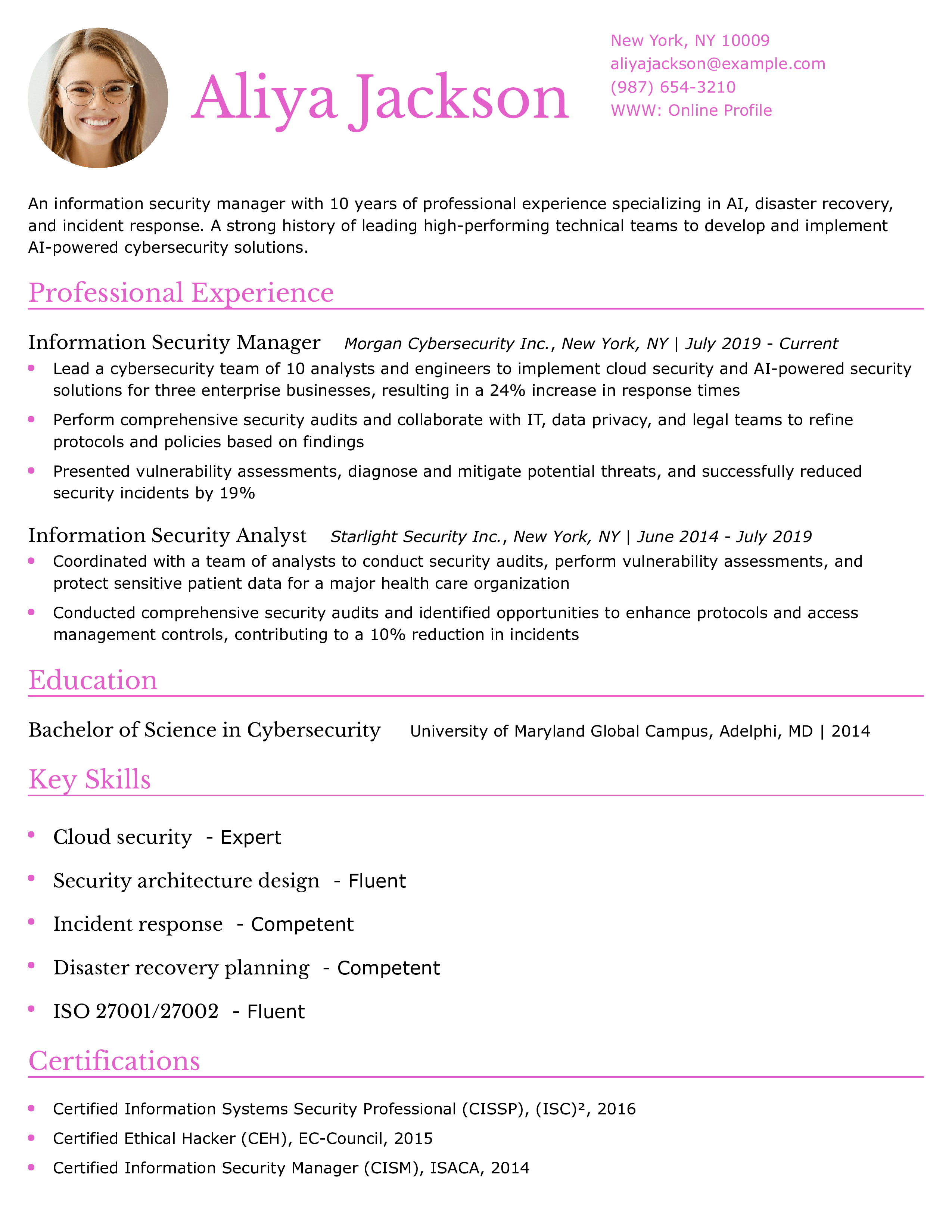 Information Security Resume