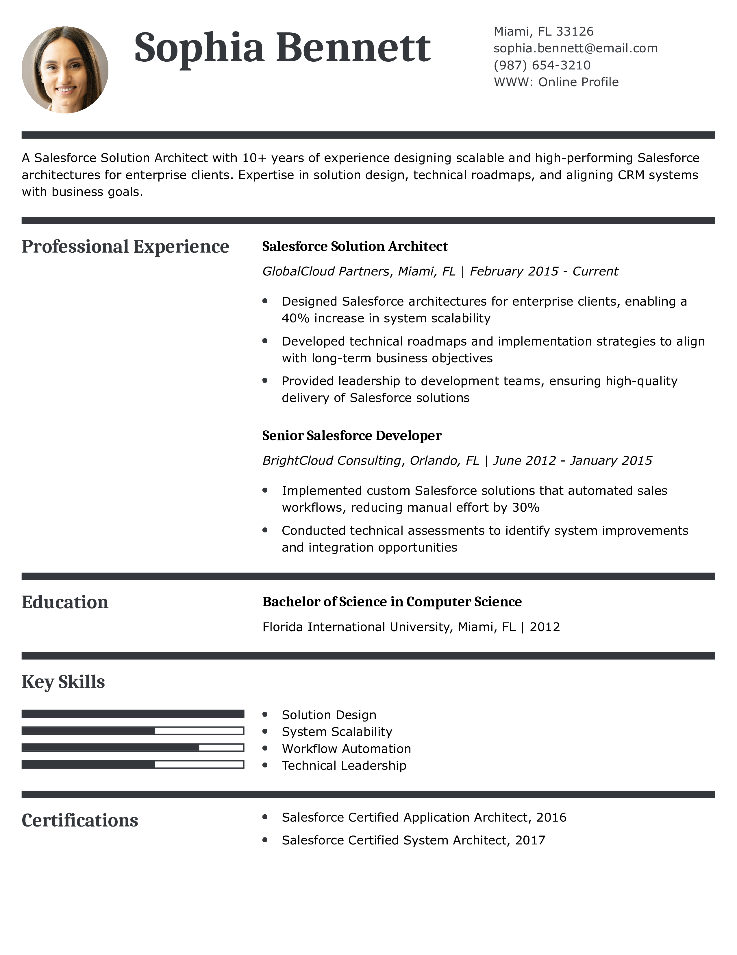 Salesforce Solution Architect Resume