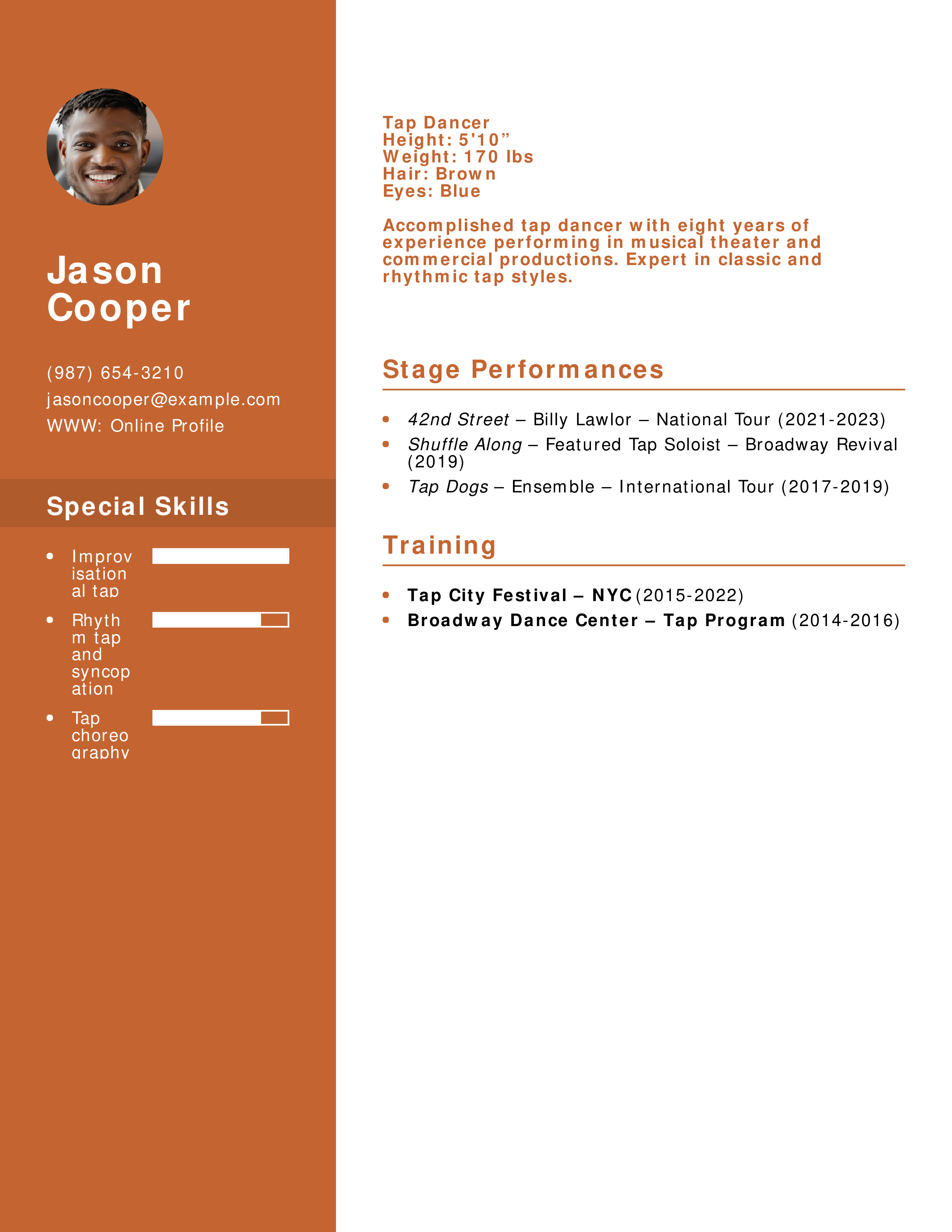 Tap Dancer Resume