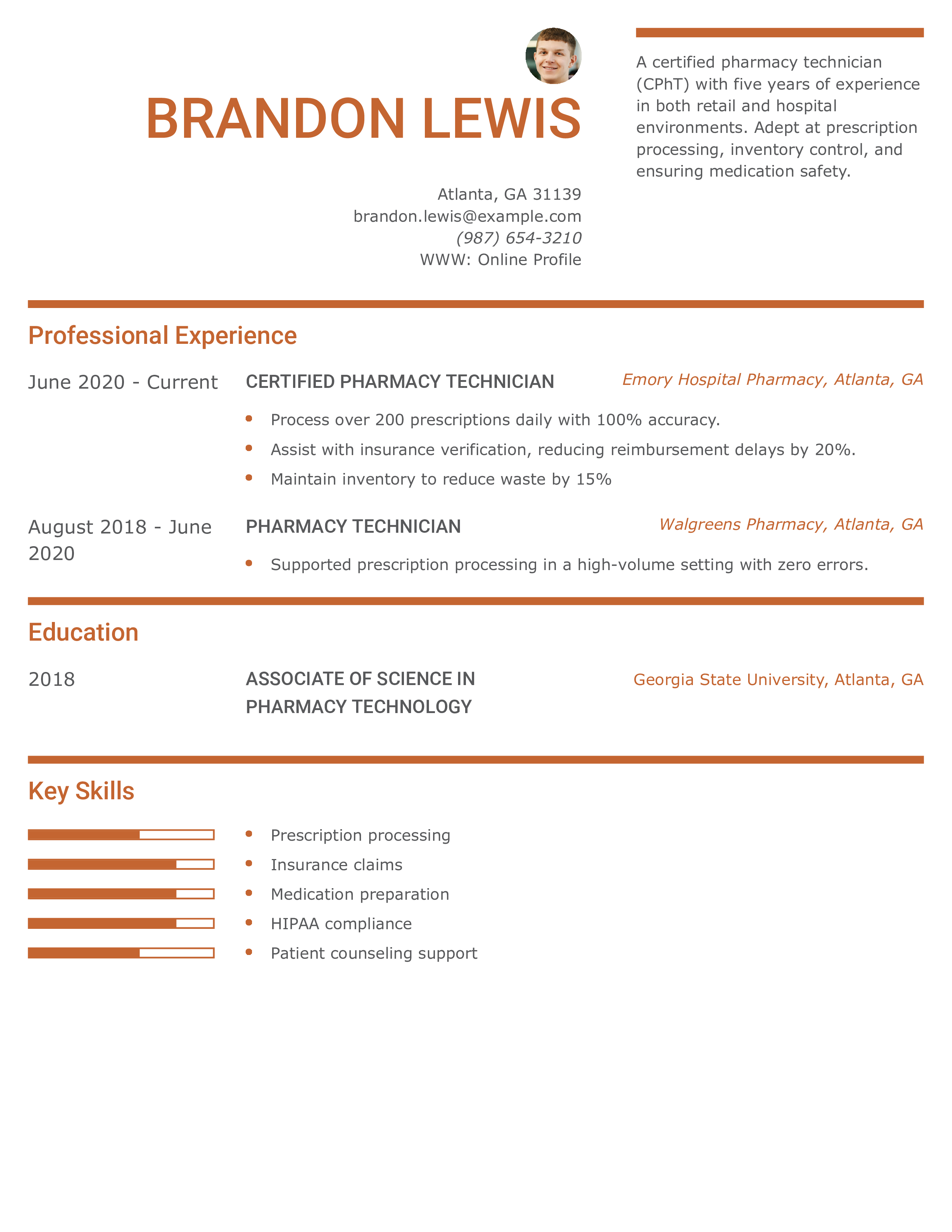 Certified Pharmacy Technician Resume