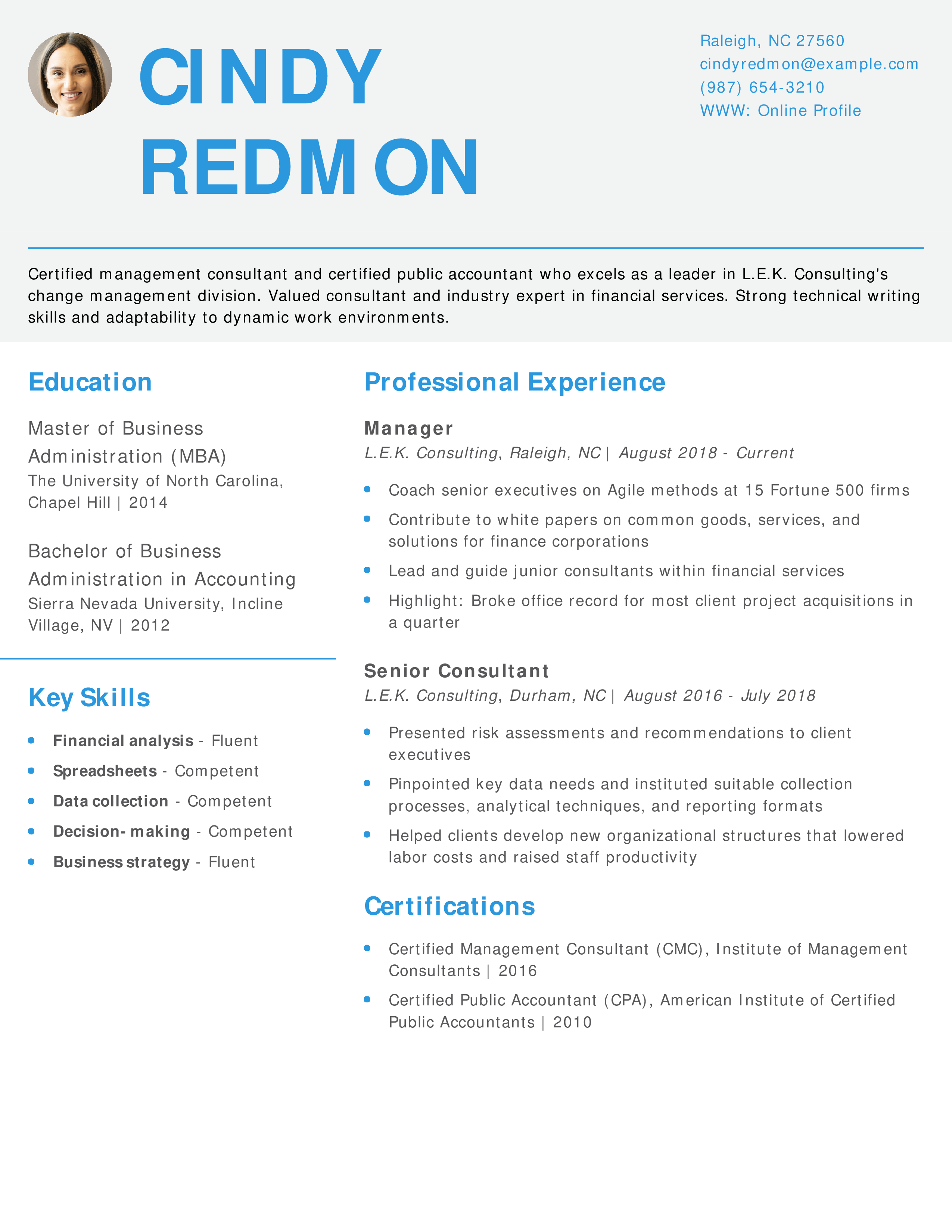 Change Management Consultant Resume