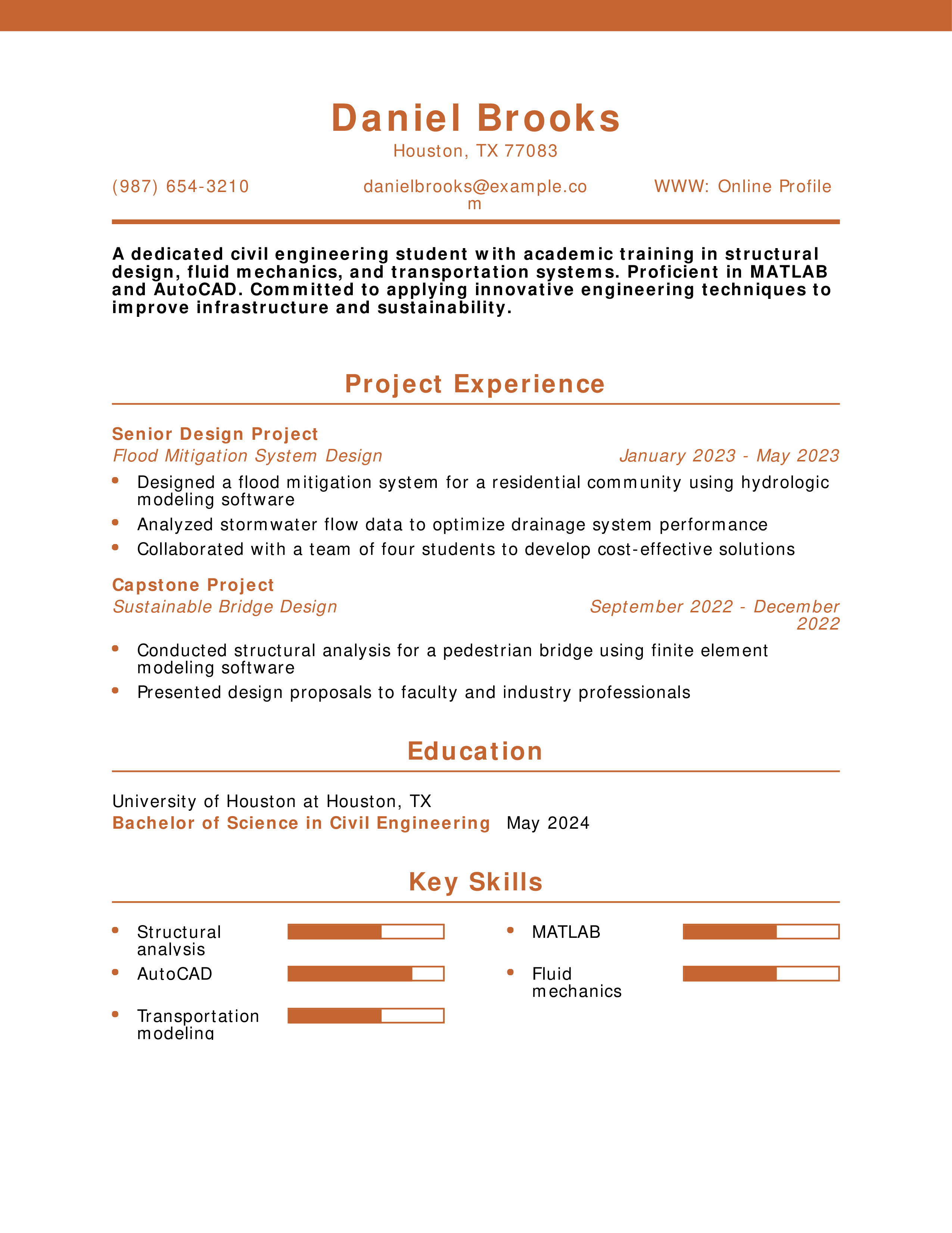 Civil Engineer Student Resume