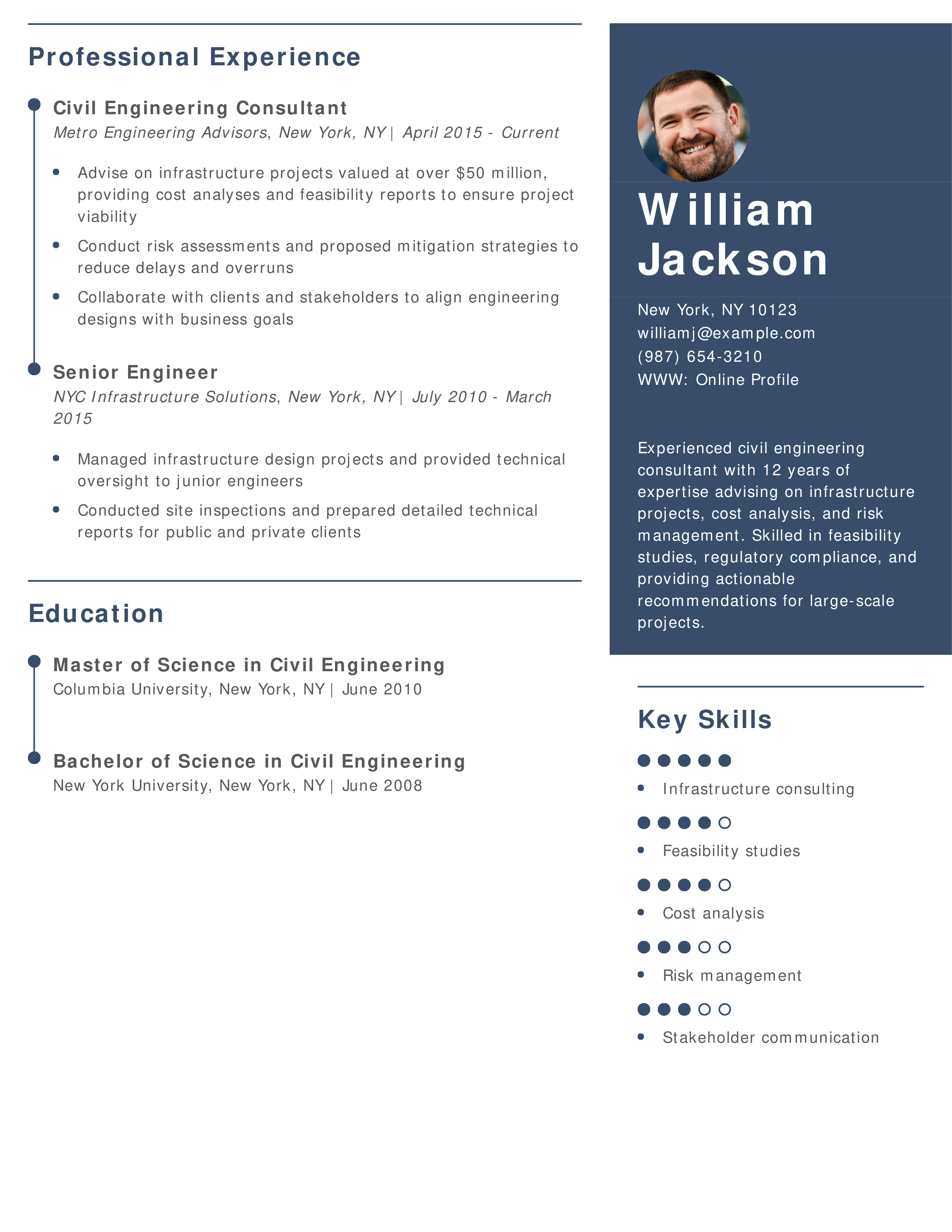 Civil Engineering Consultant Resume