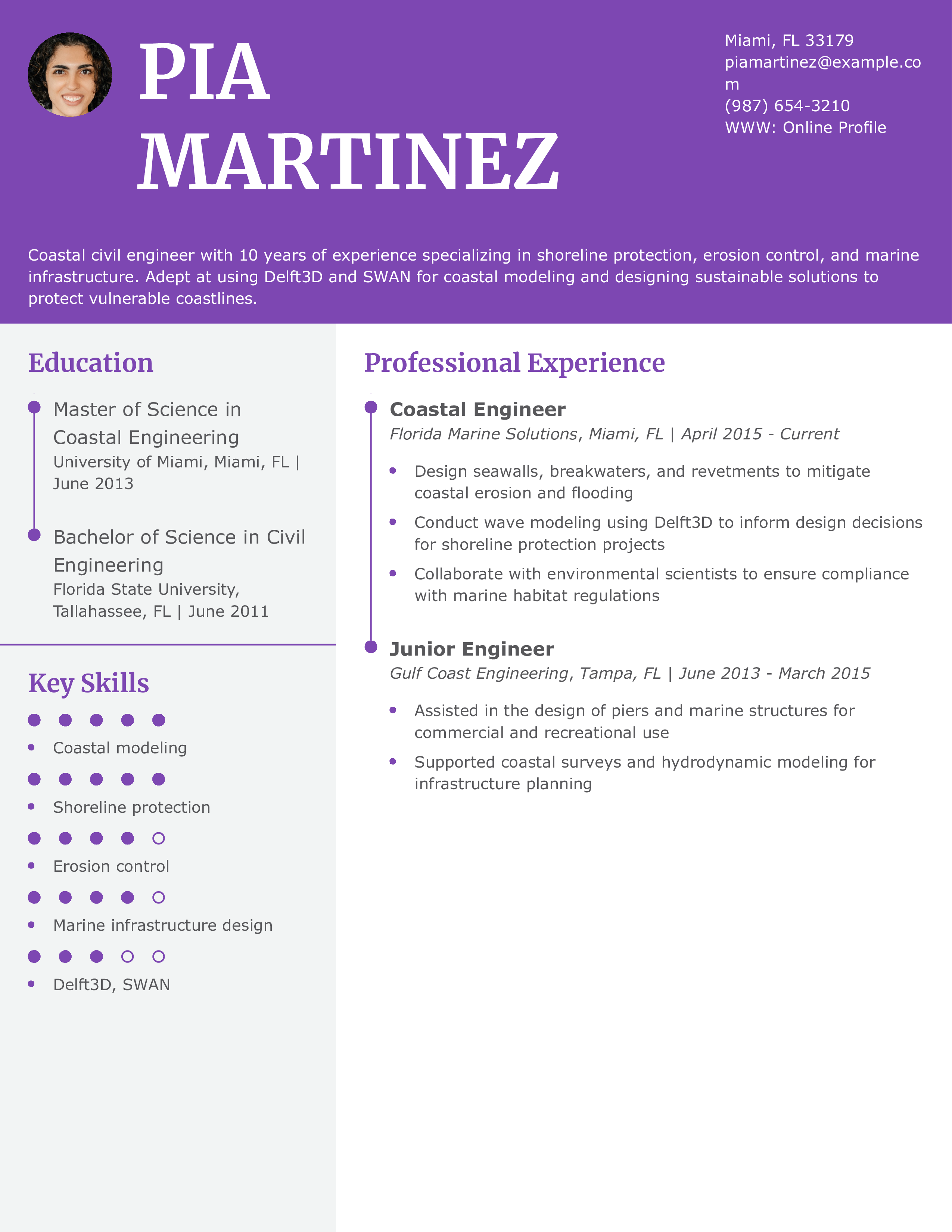 Coastal Civil Engineer Resume
