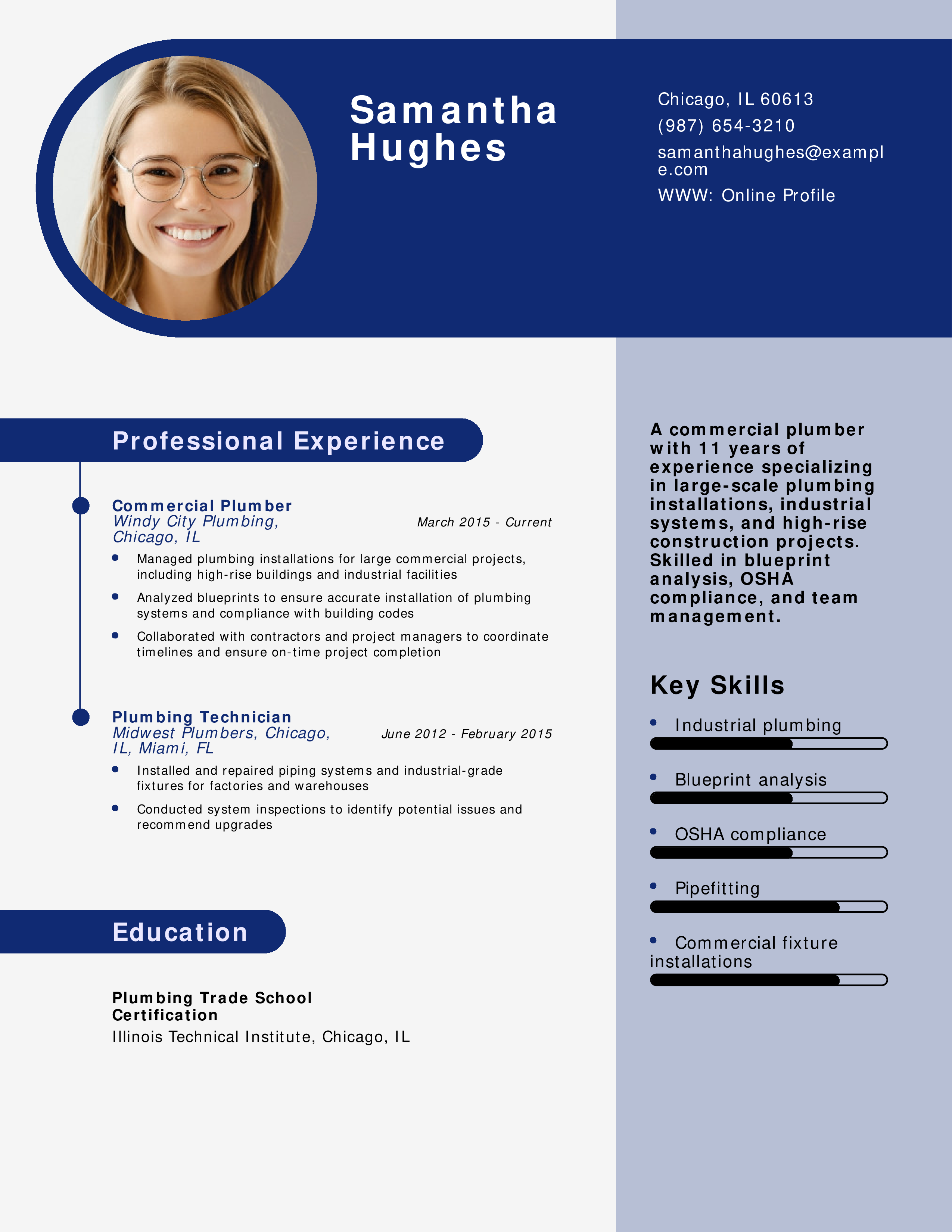 Commercial Plumber Resume