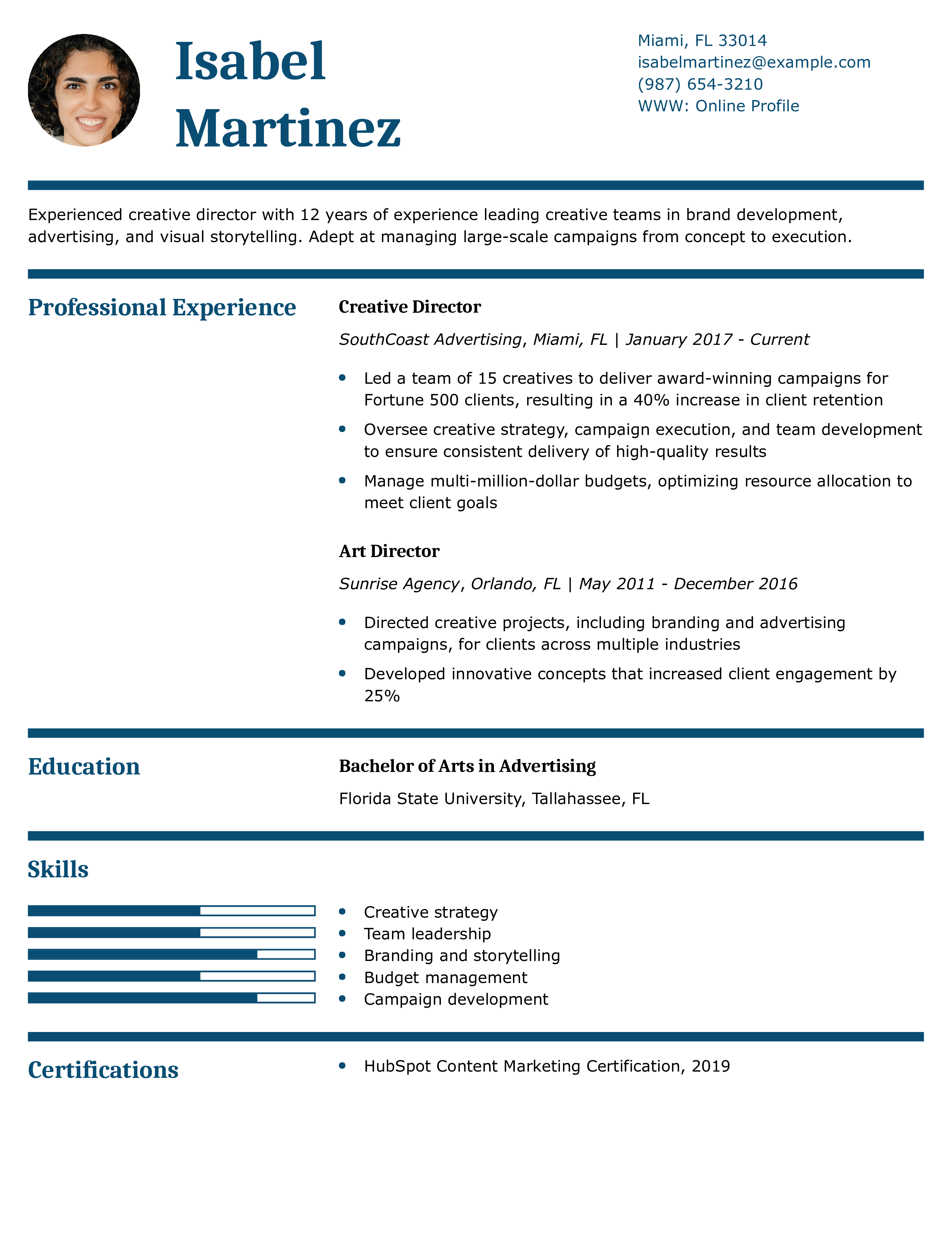 Creative Director Resume