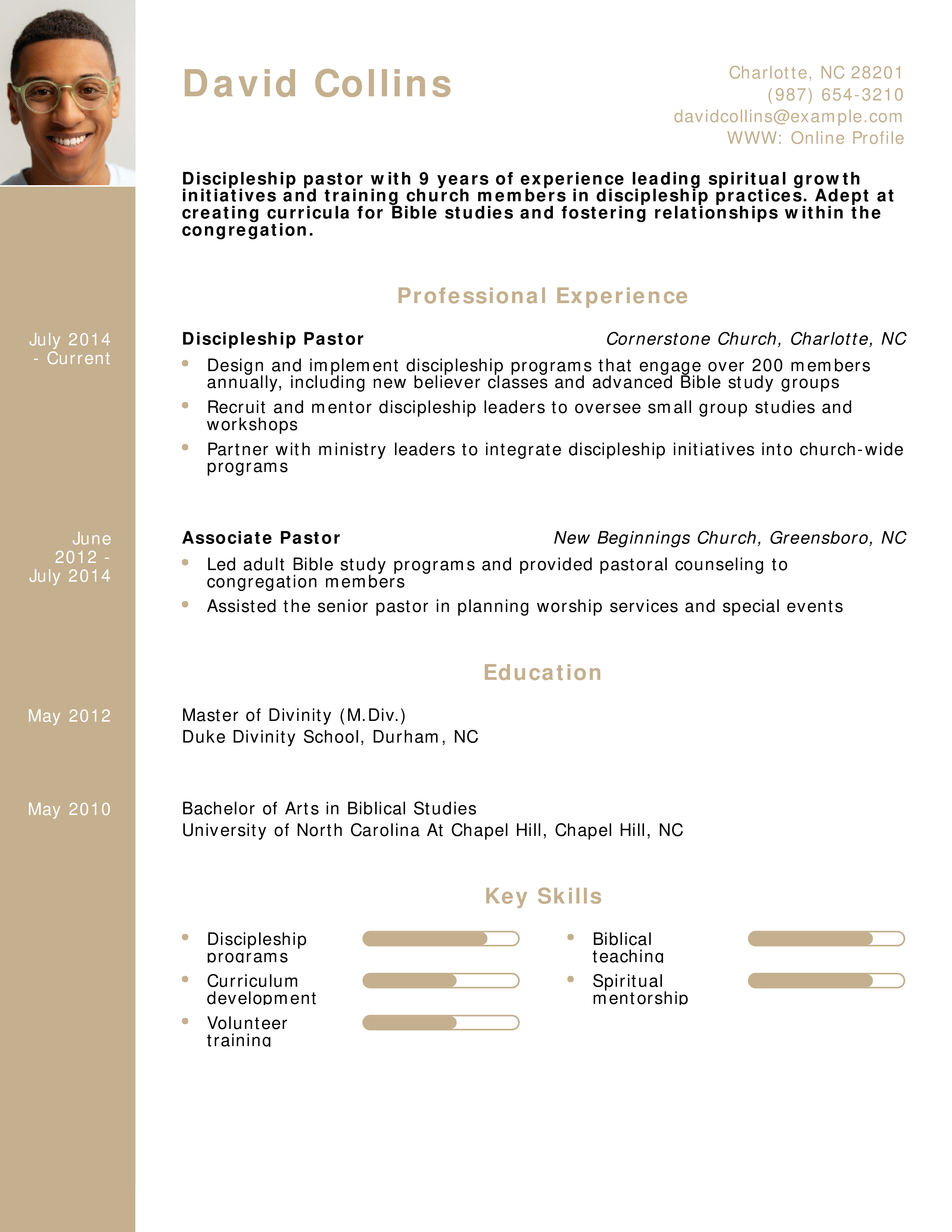 Discipleship Pastor Resume