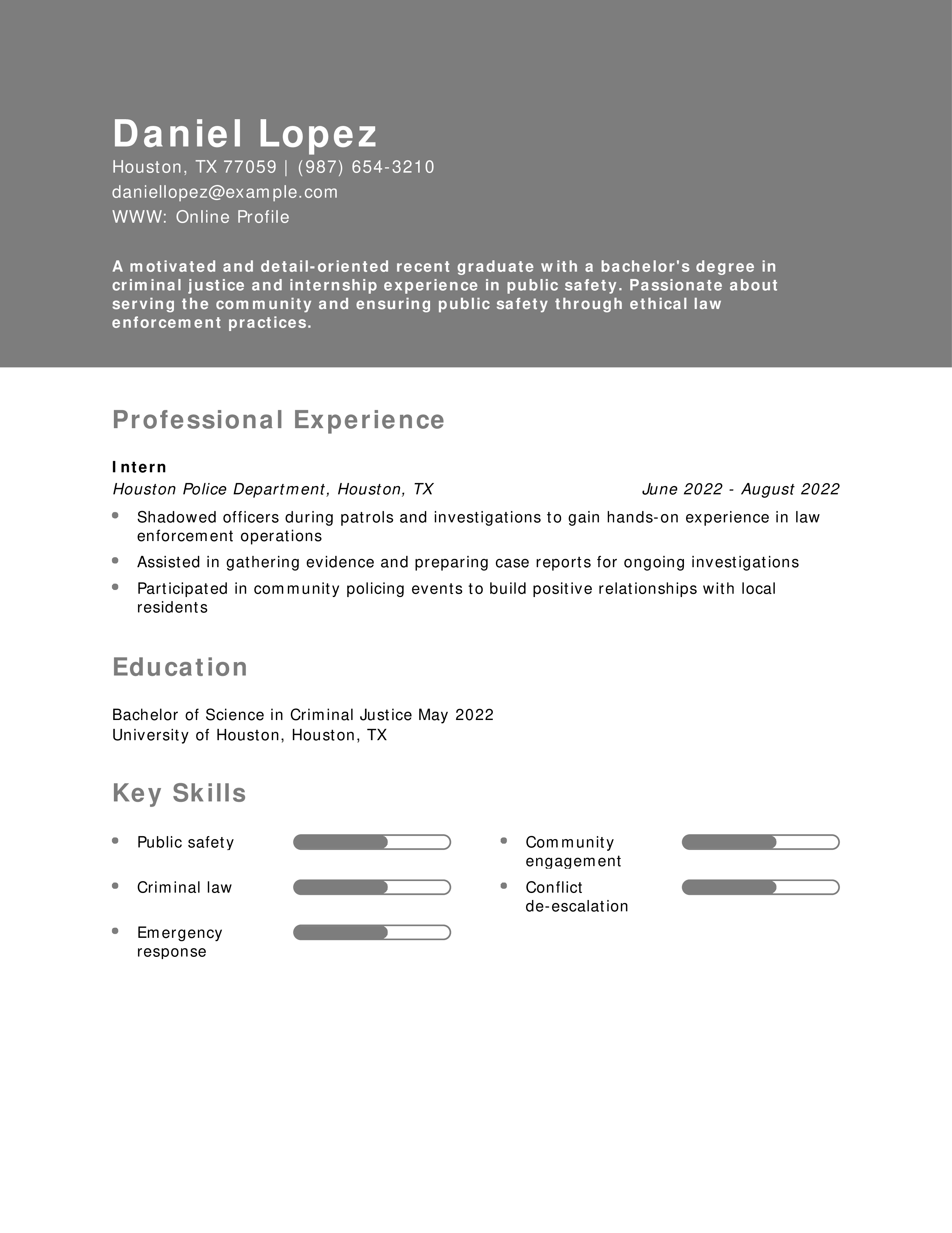 Entry-Level Police Officer Resume