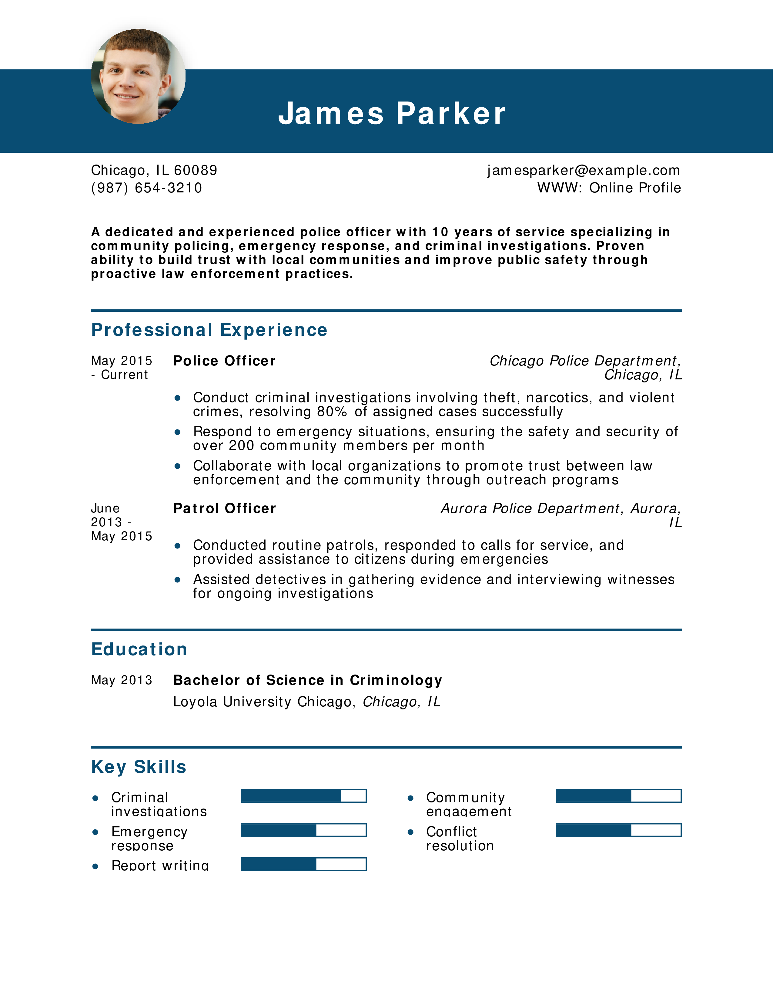 Experienced Police Officer Resume