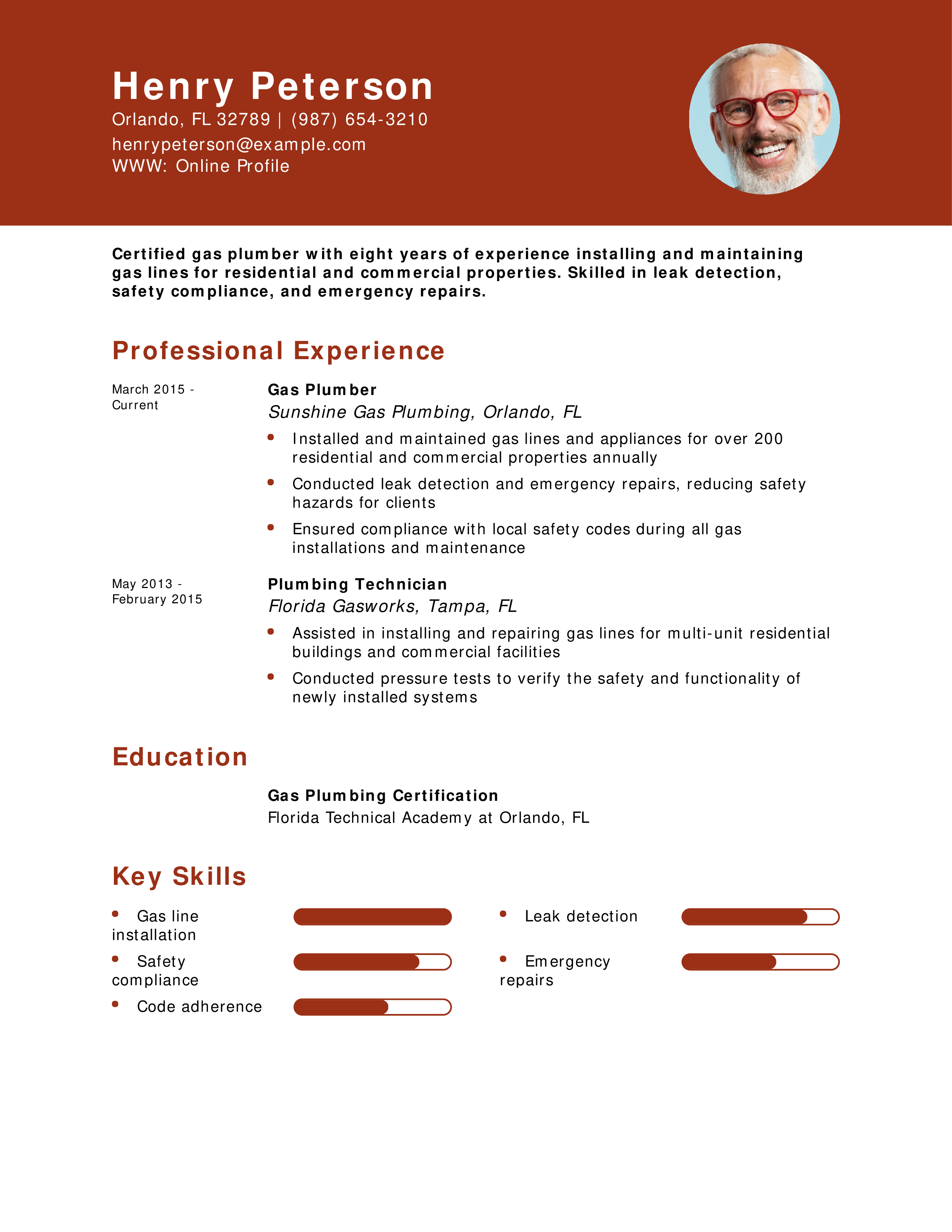 Gas Plumber Resume
