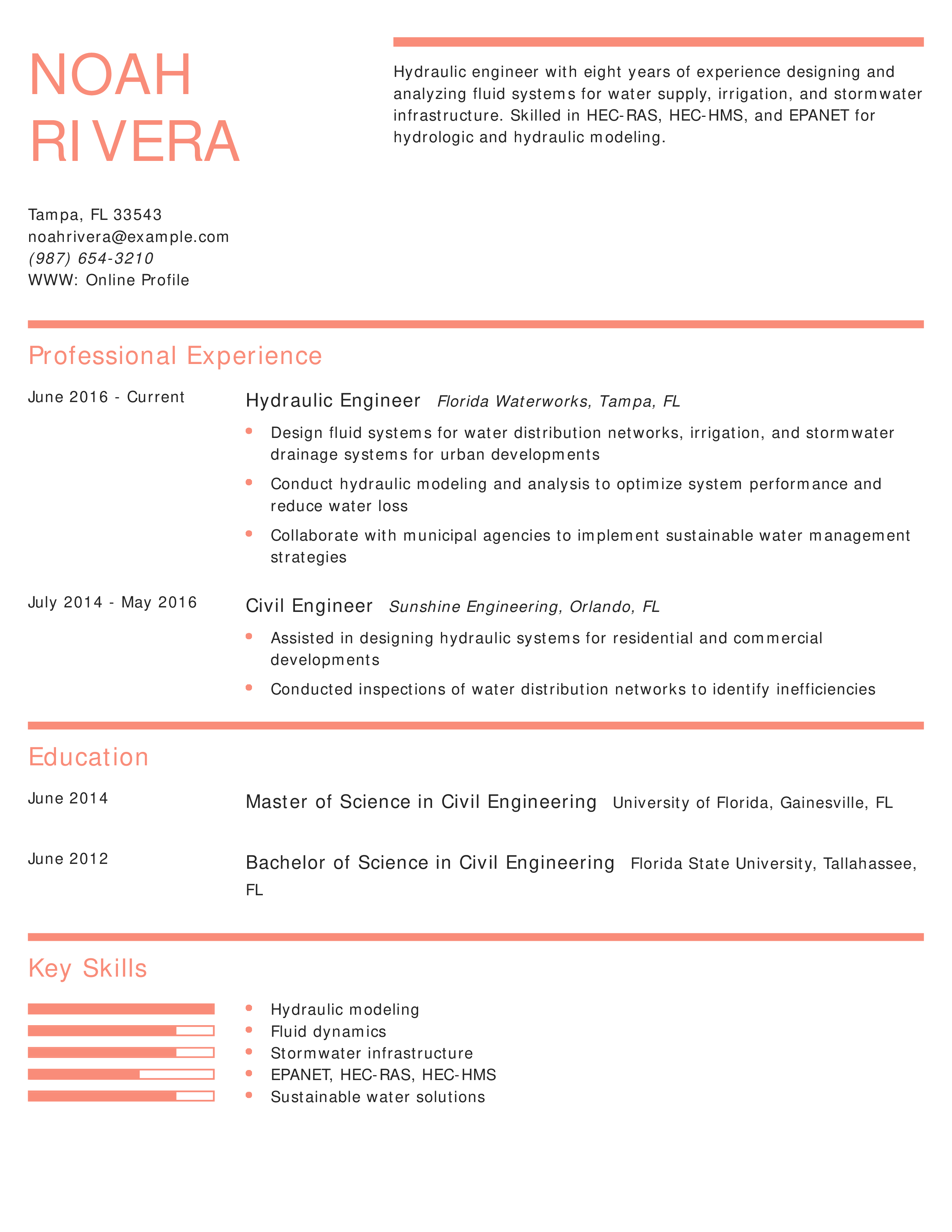 Hydraulic Engineer Resume