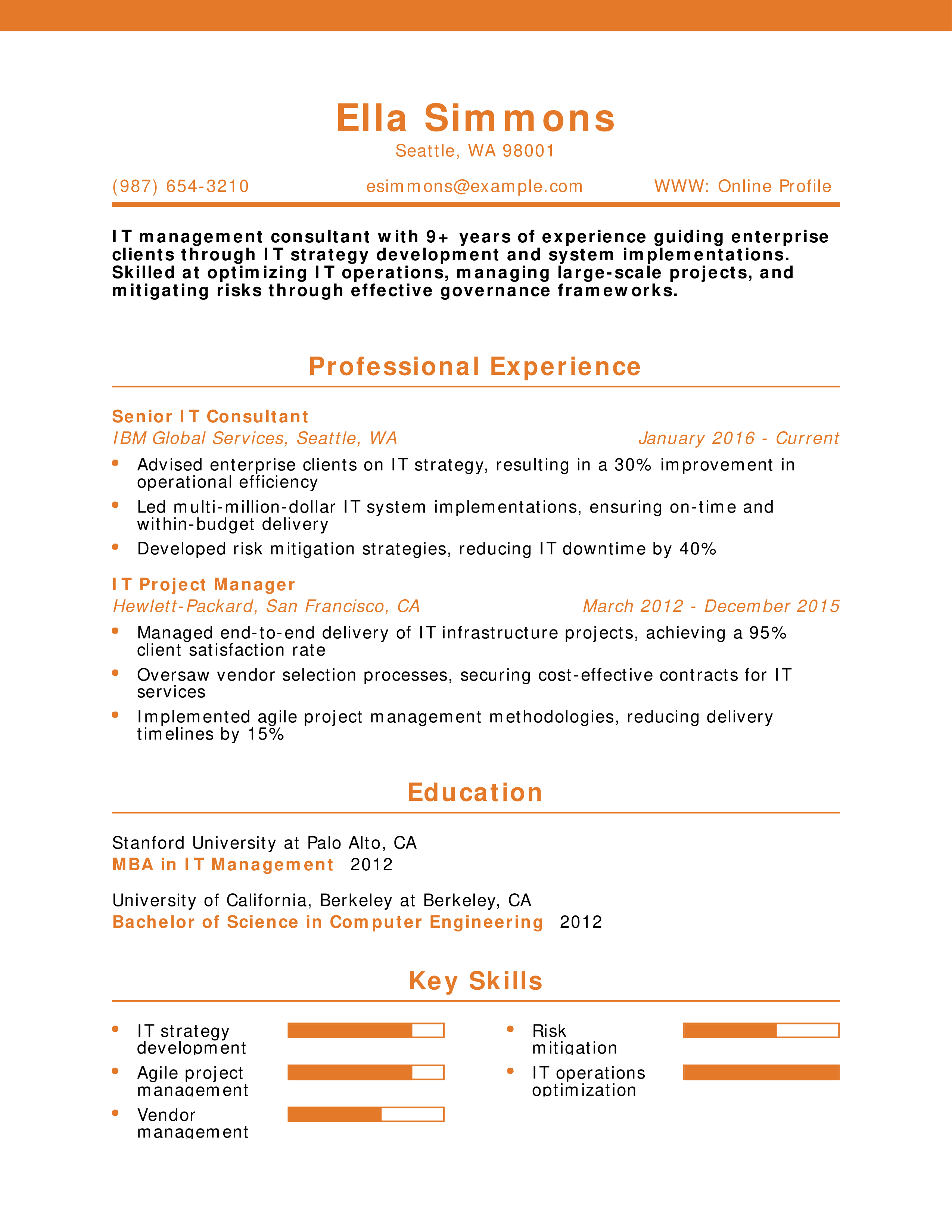 IT Management Consultant Resume