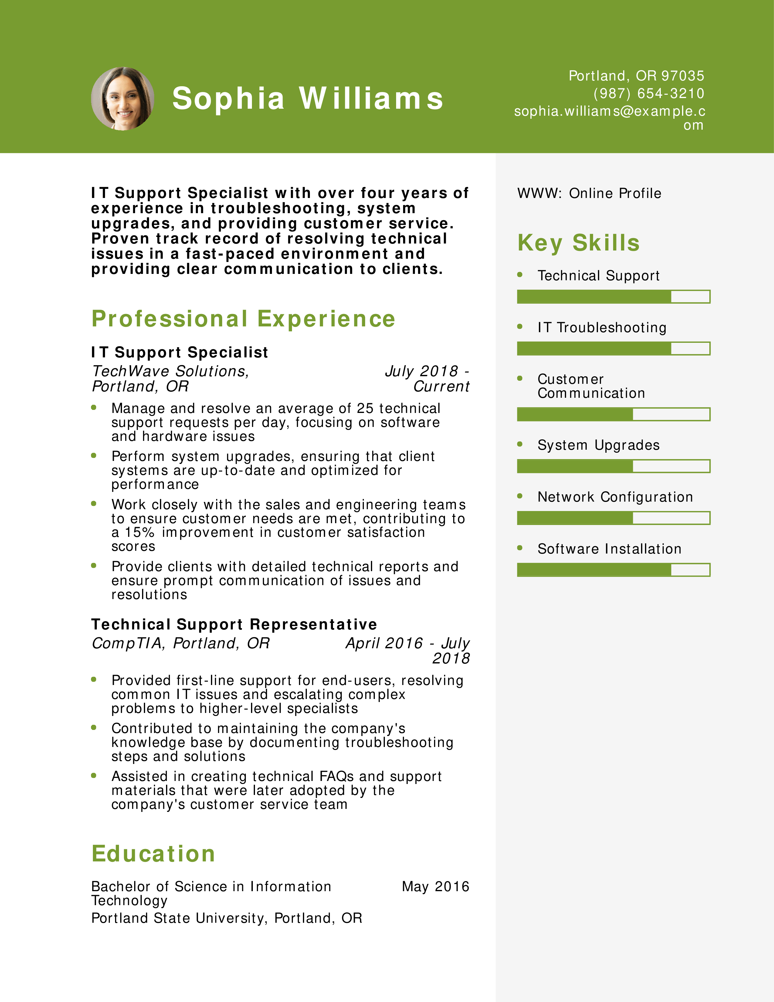 IT Support Specialist Resume