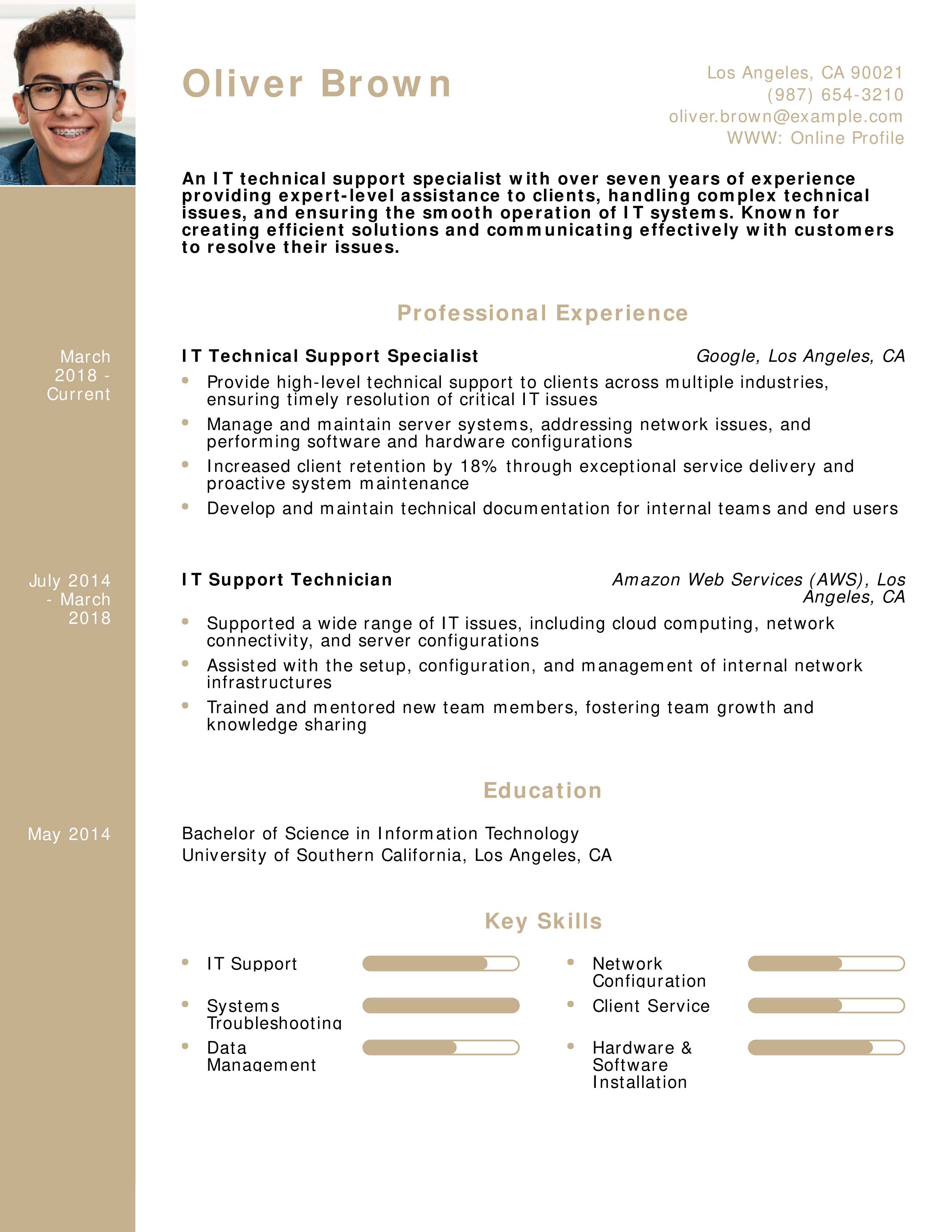 IT Technical Support Specialist Resume