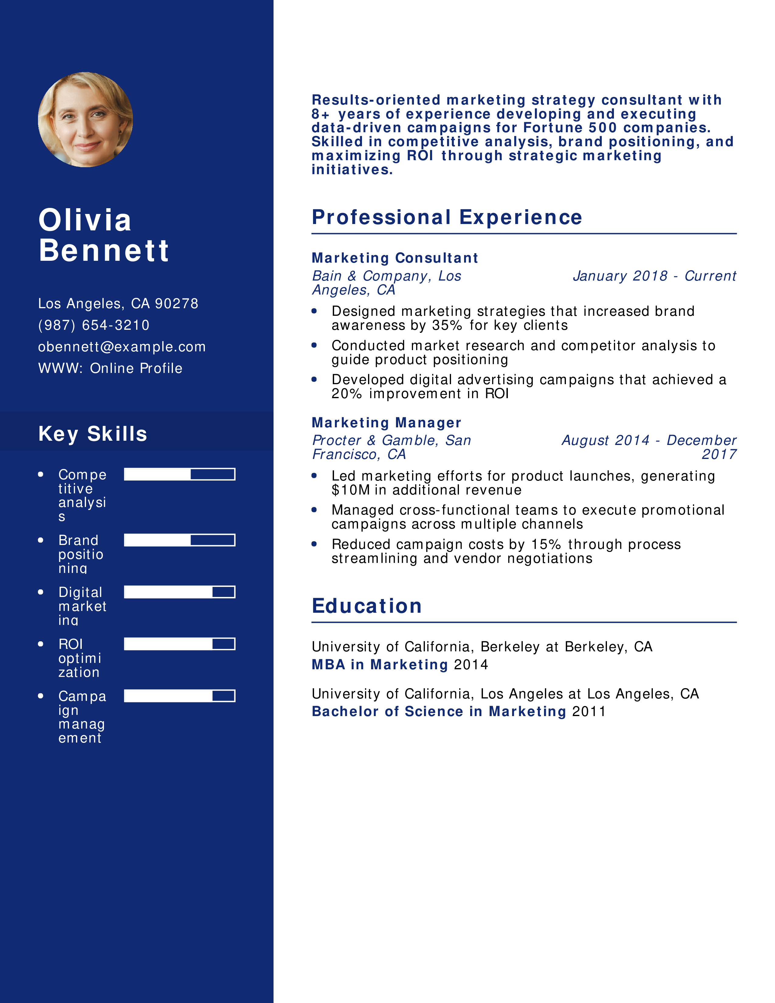 Marketing Strategy Consultant Resume