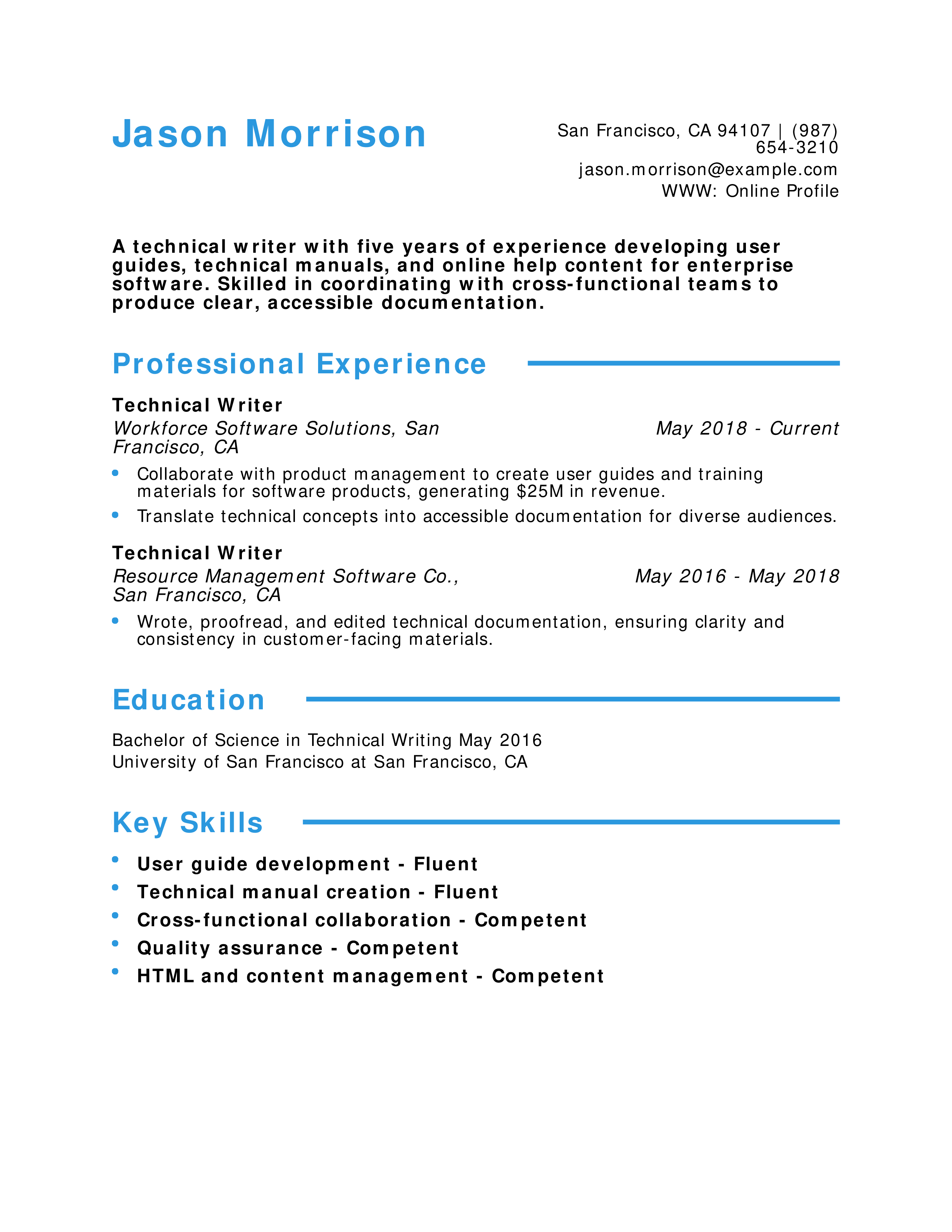 Mid-Level Technical Writer Resumes