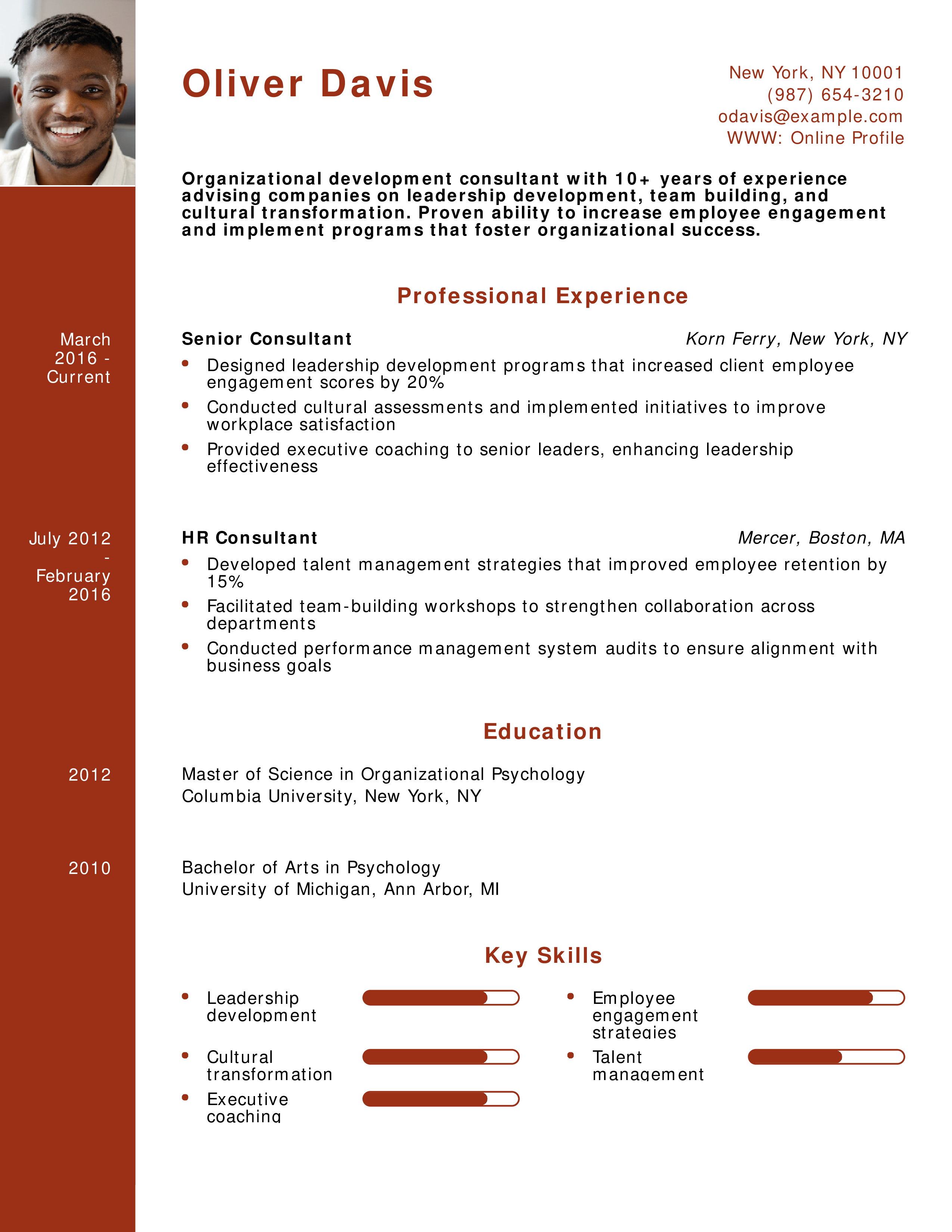 Organizational Development Consultant Resume