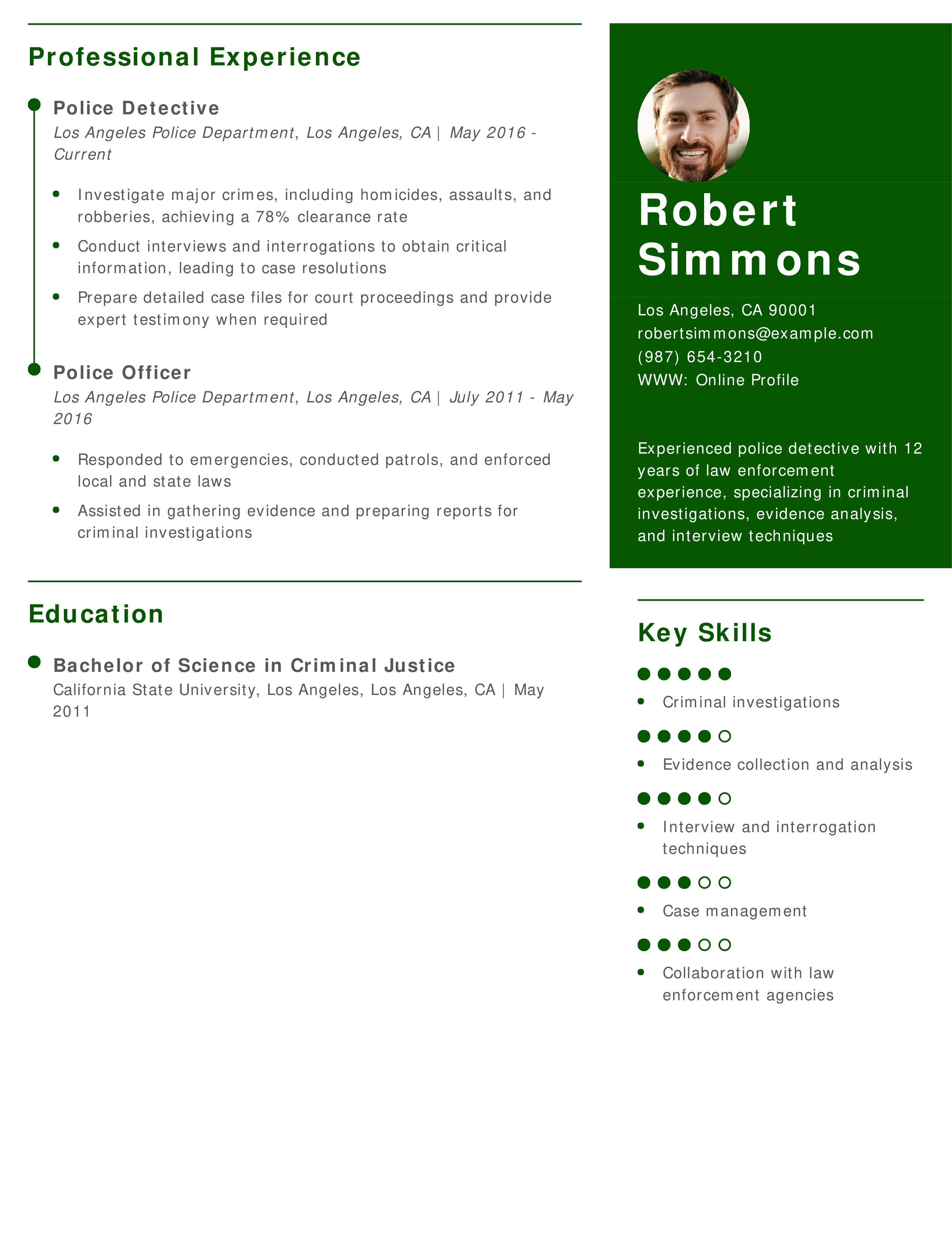 Police Detective Resume