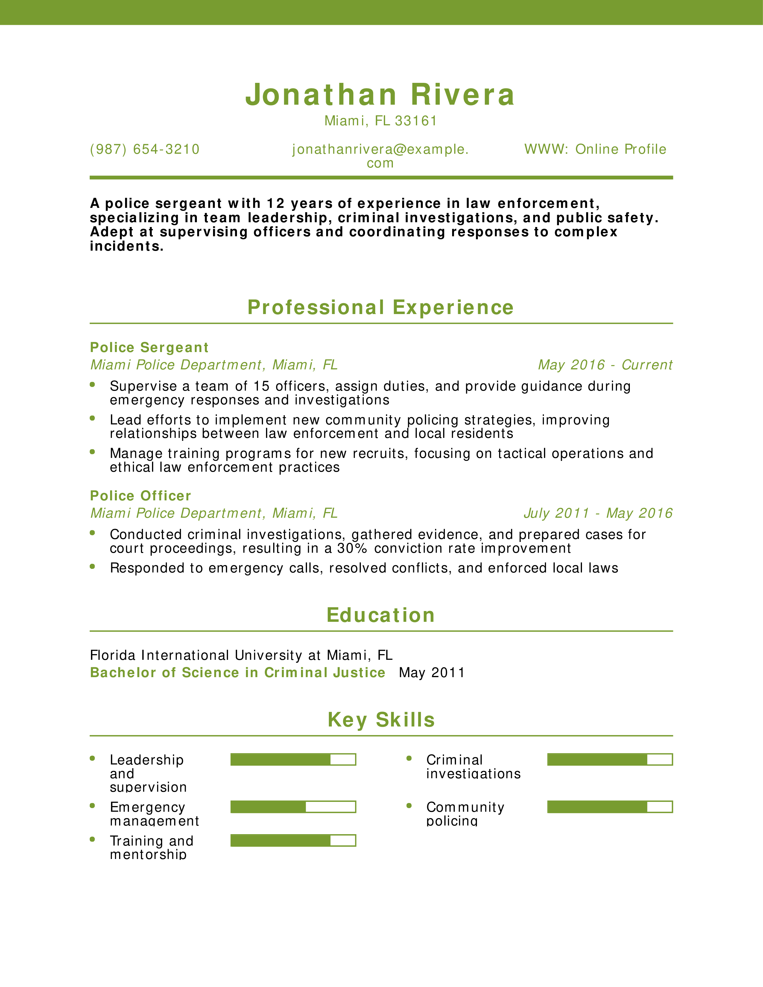 Police Sergeant Resume