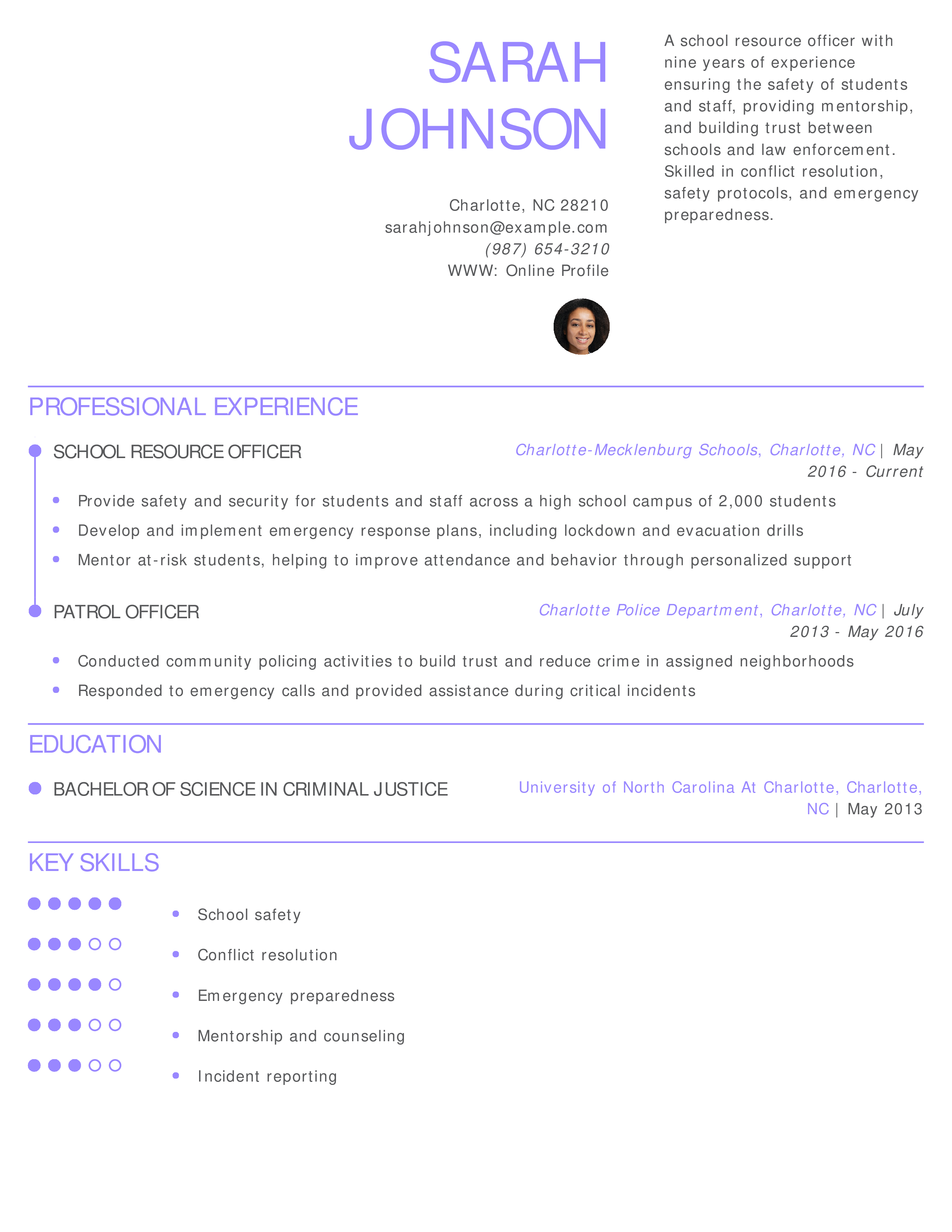 School Resource Officer Resume
