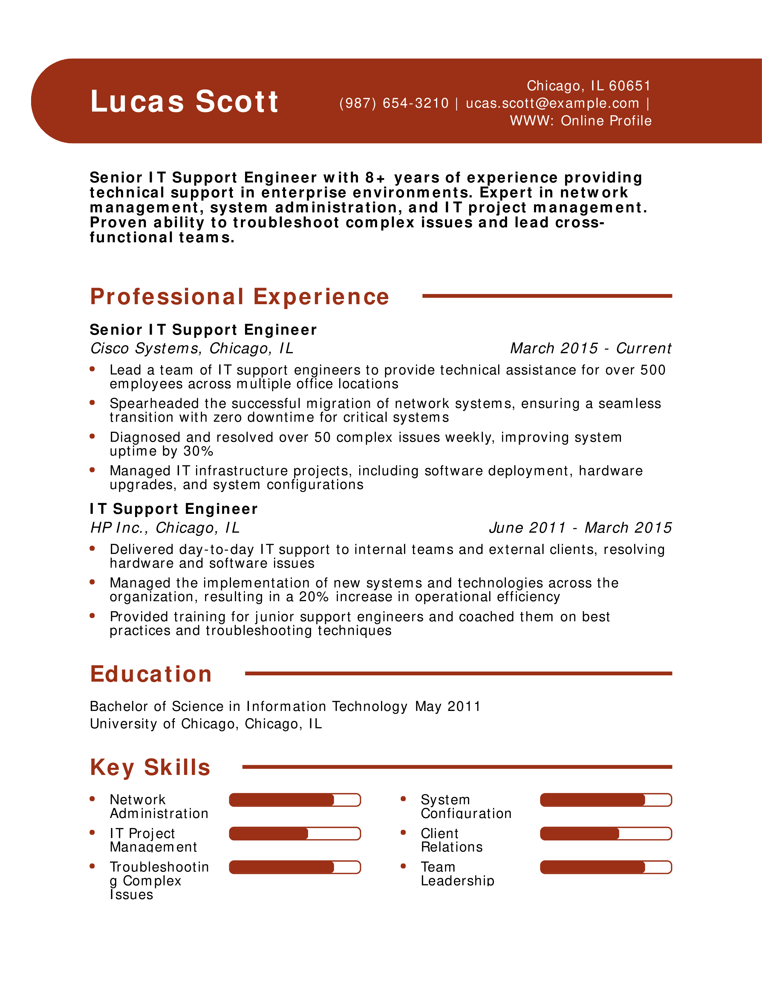 Senior IT Support Engineer Resume