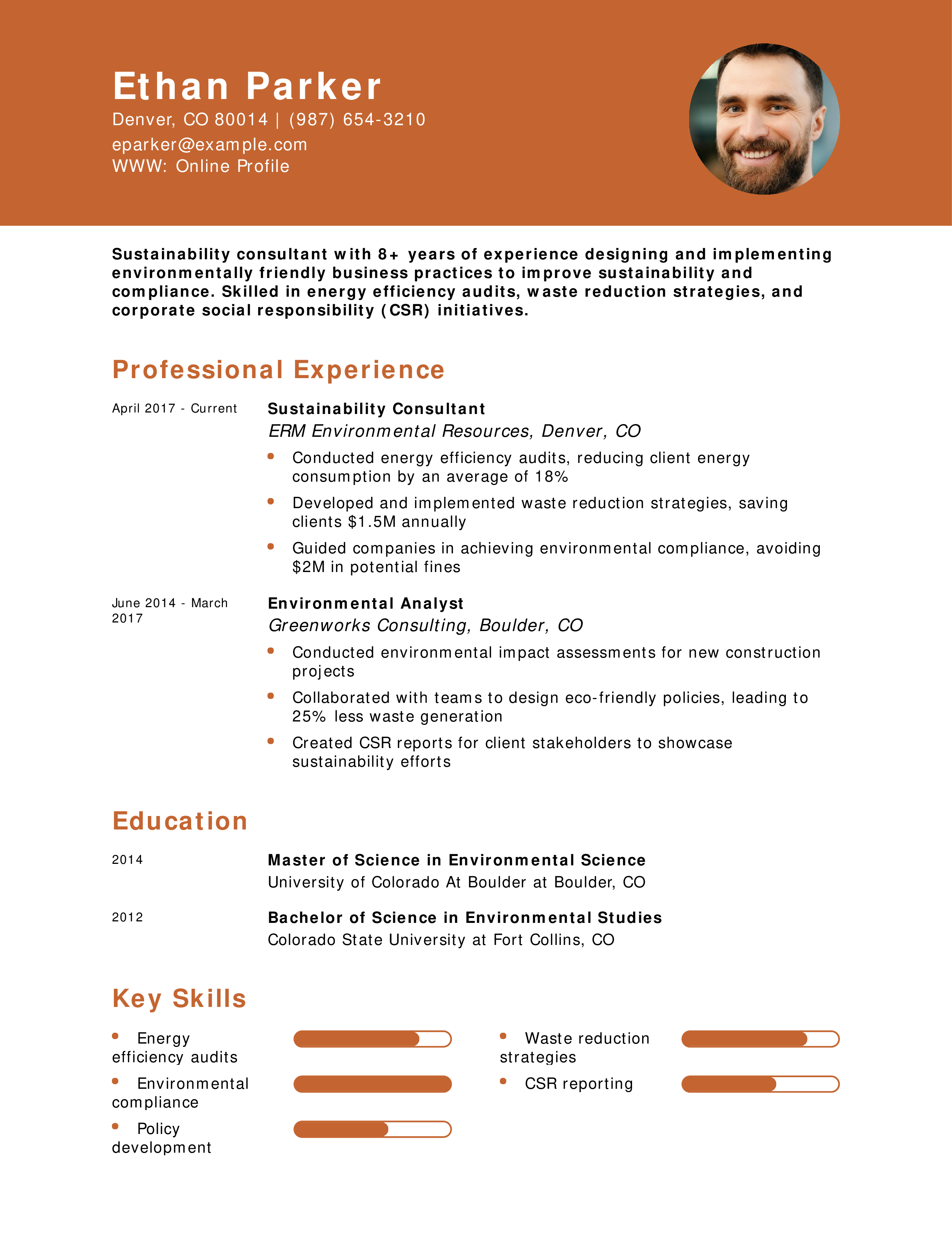 Sustainability Consultant Resume
