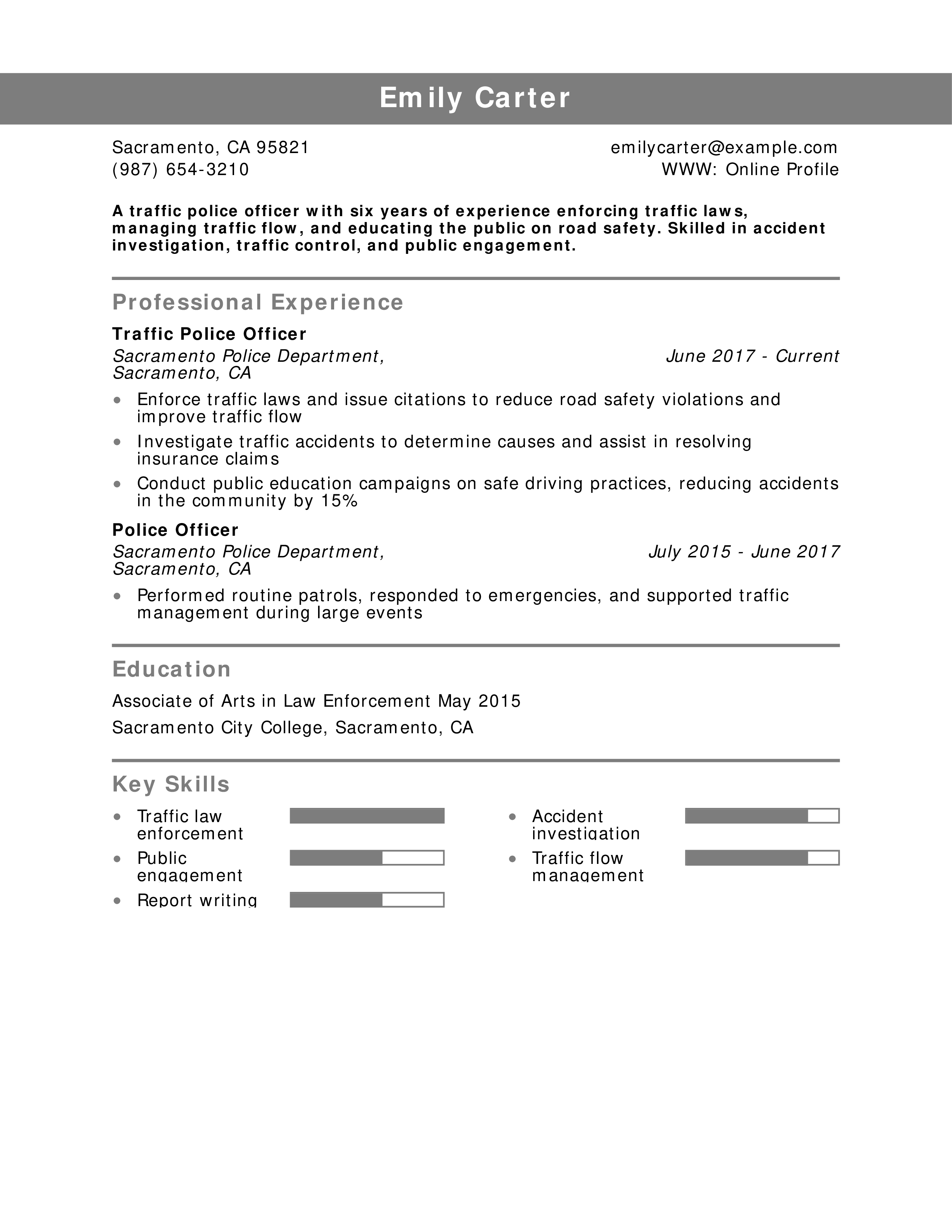 Traffic Police Officer Resume