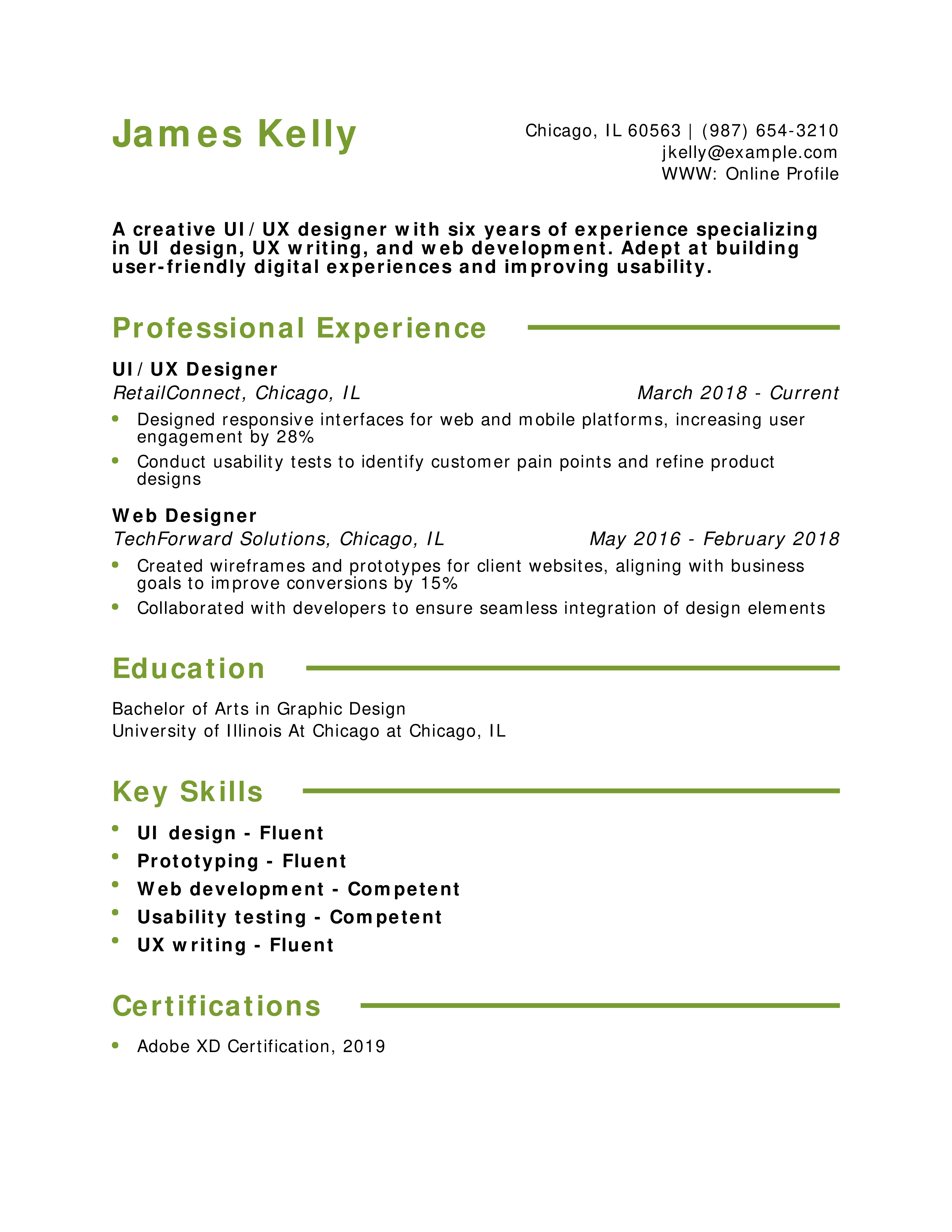UI/UX Designer Resume