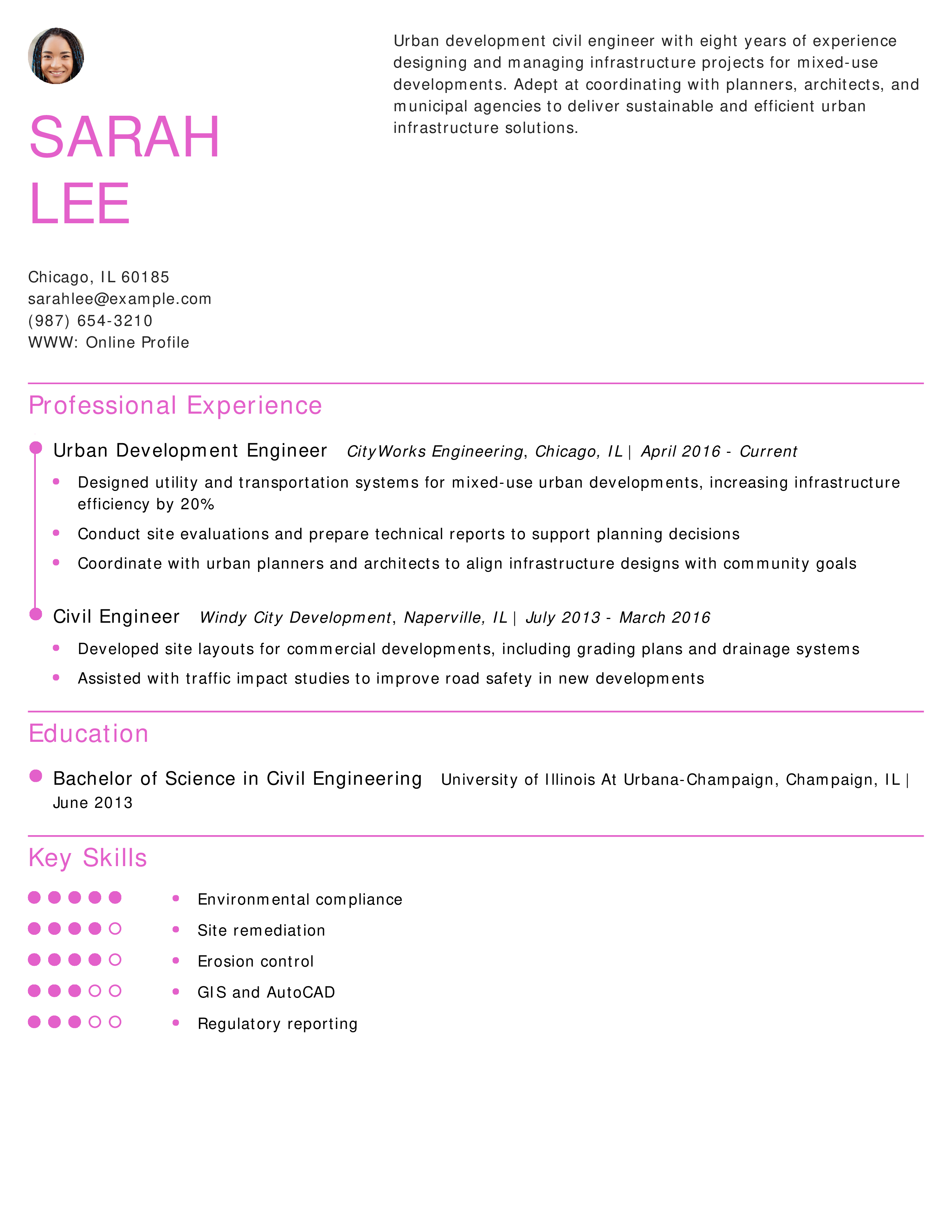 Urban Development Civil Engineer Resume