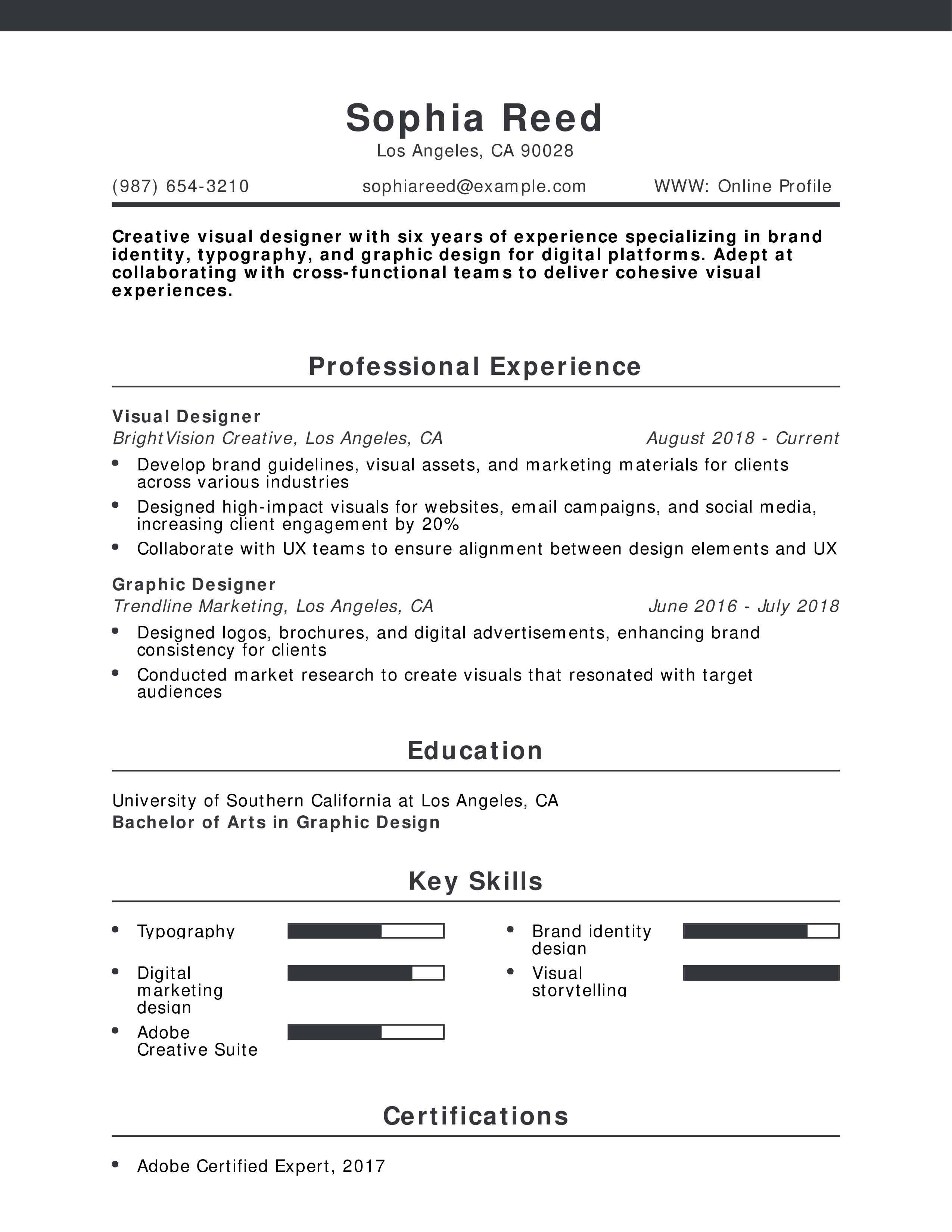 Visual Designer Resume
