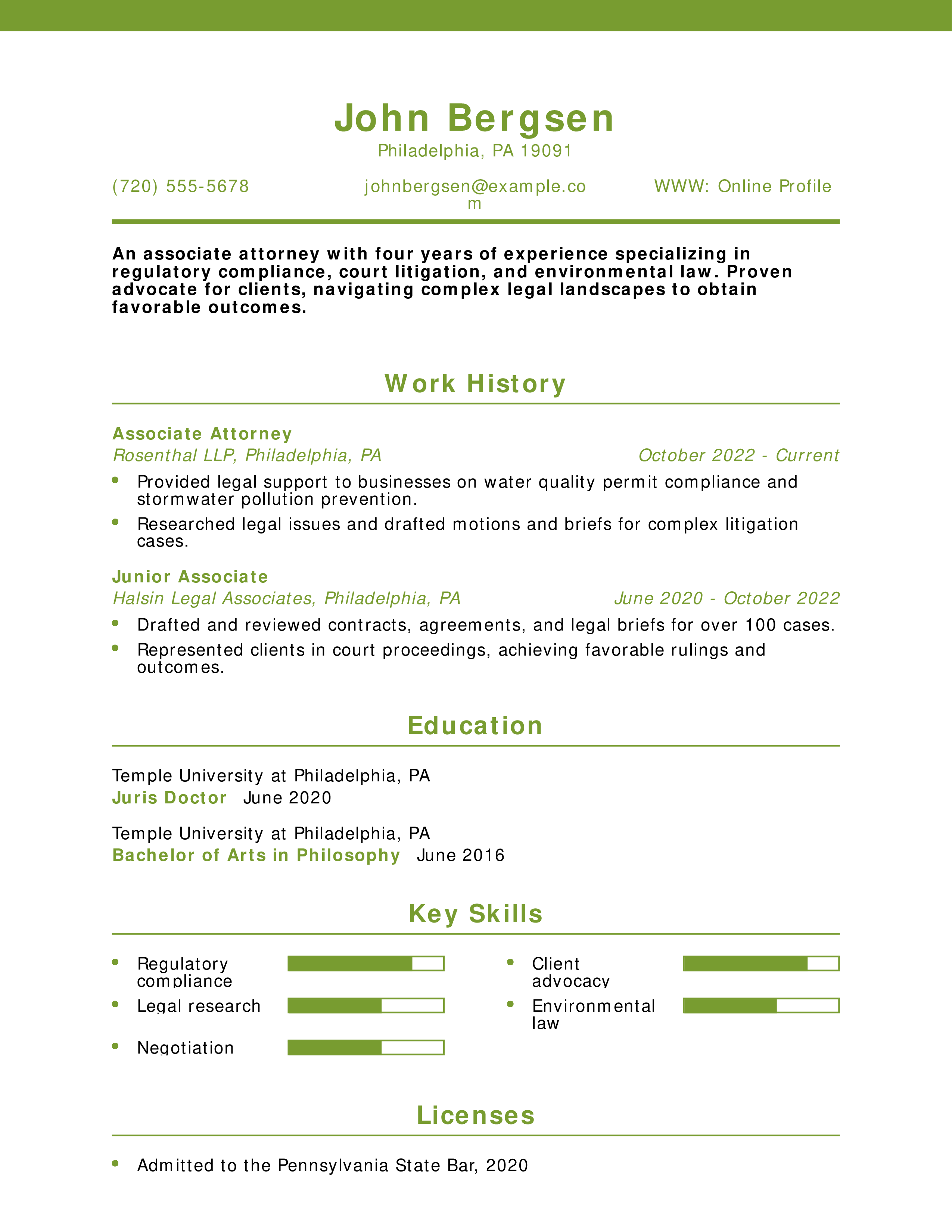 Associate Attorney Resume