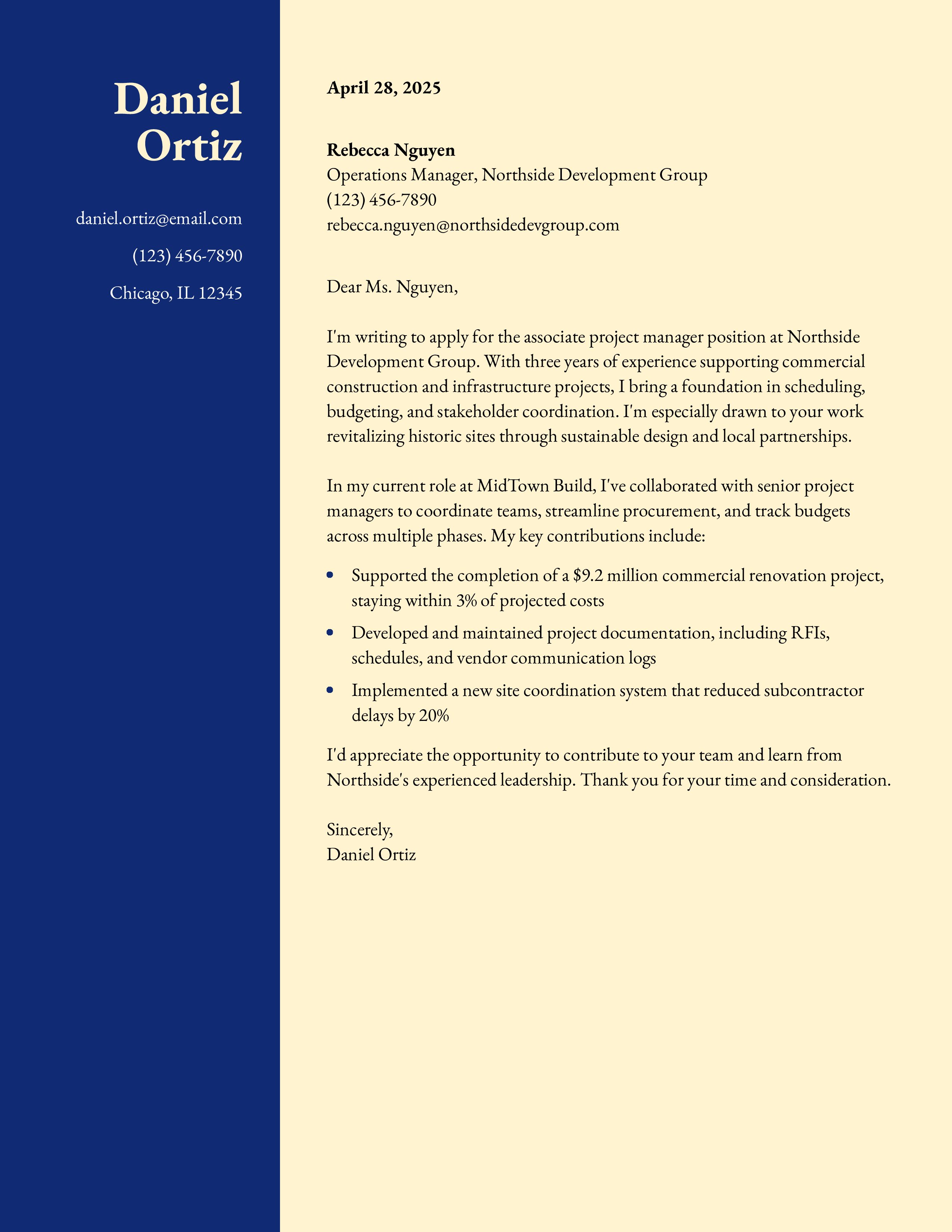 Associate Project Manager Cover Letter