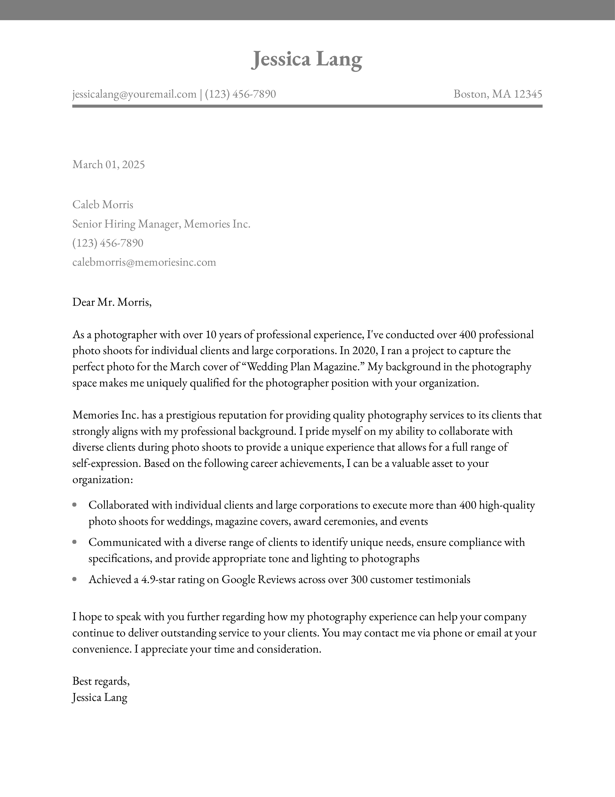 Career Portfolio Cover Letter
