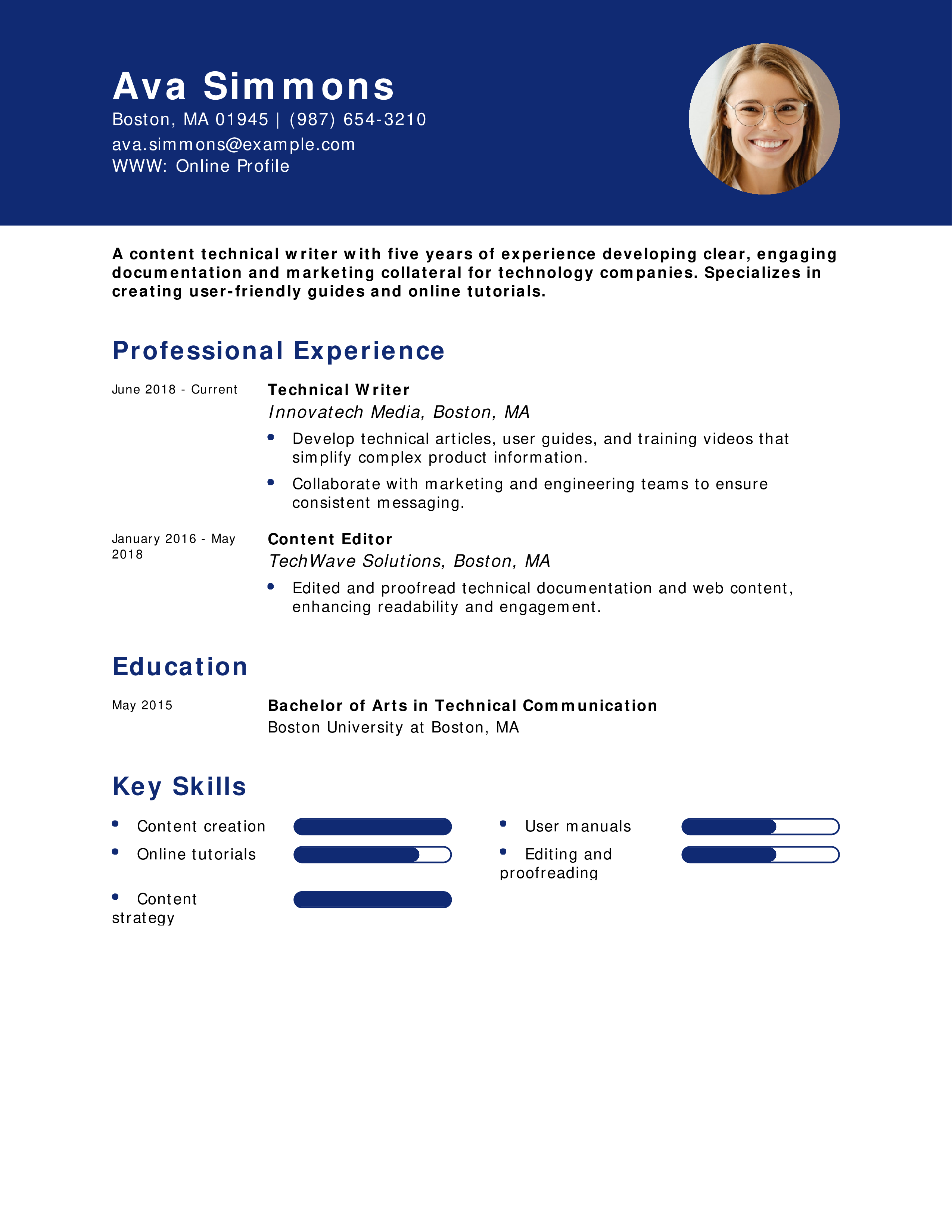 Content Technical Writer Resume