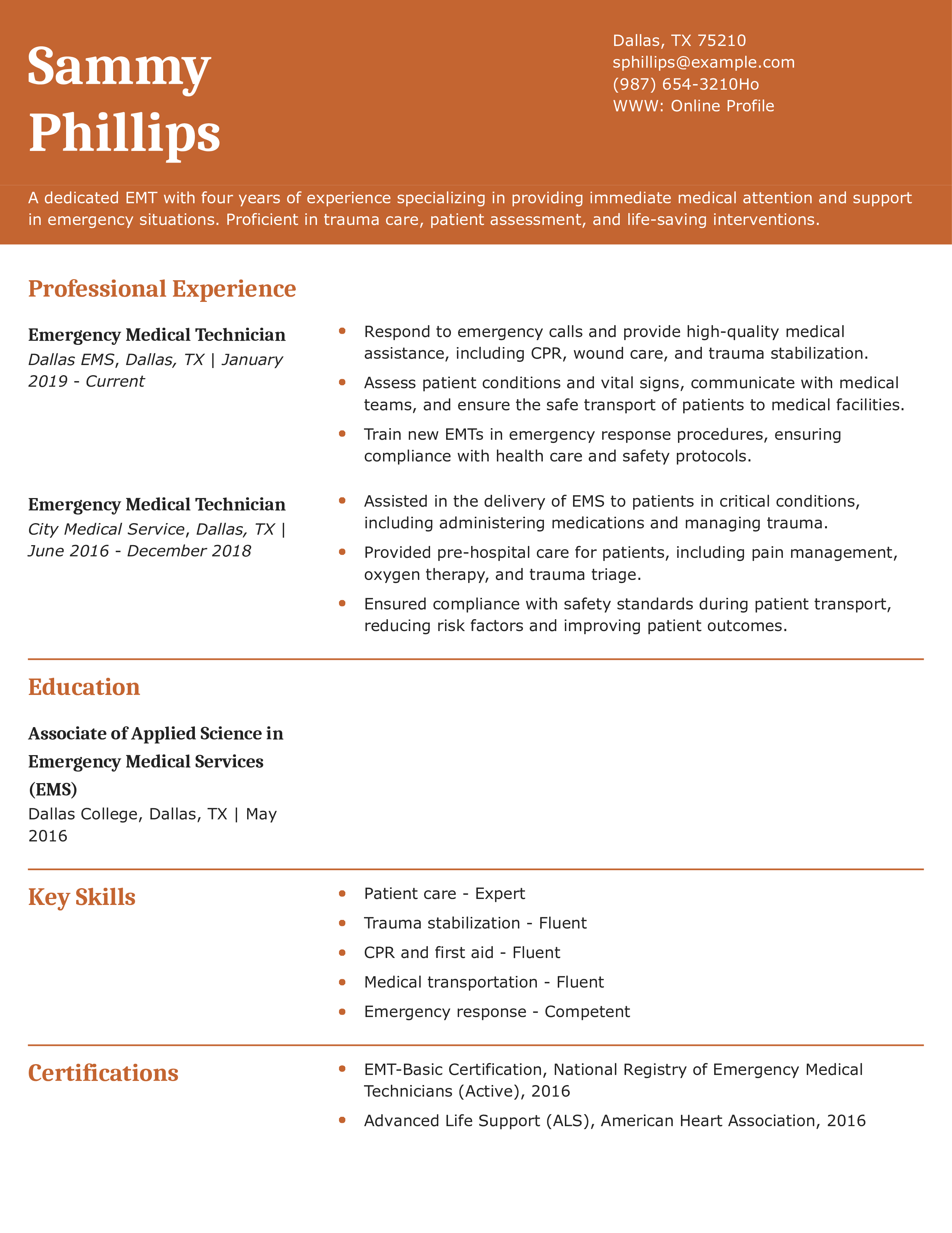 EMT Resume