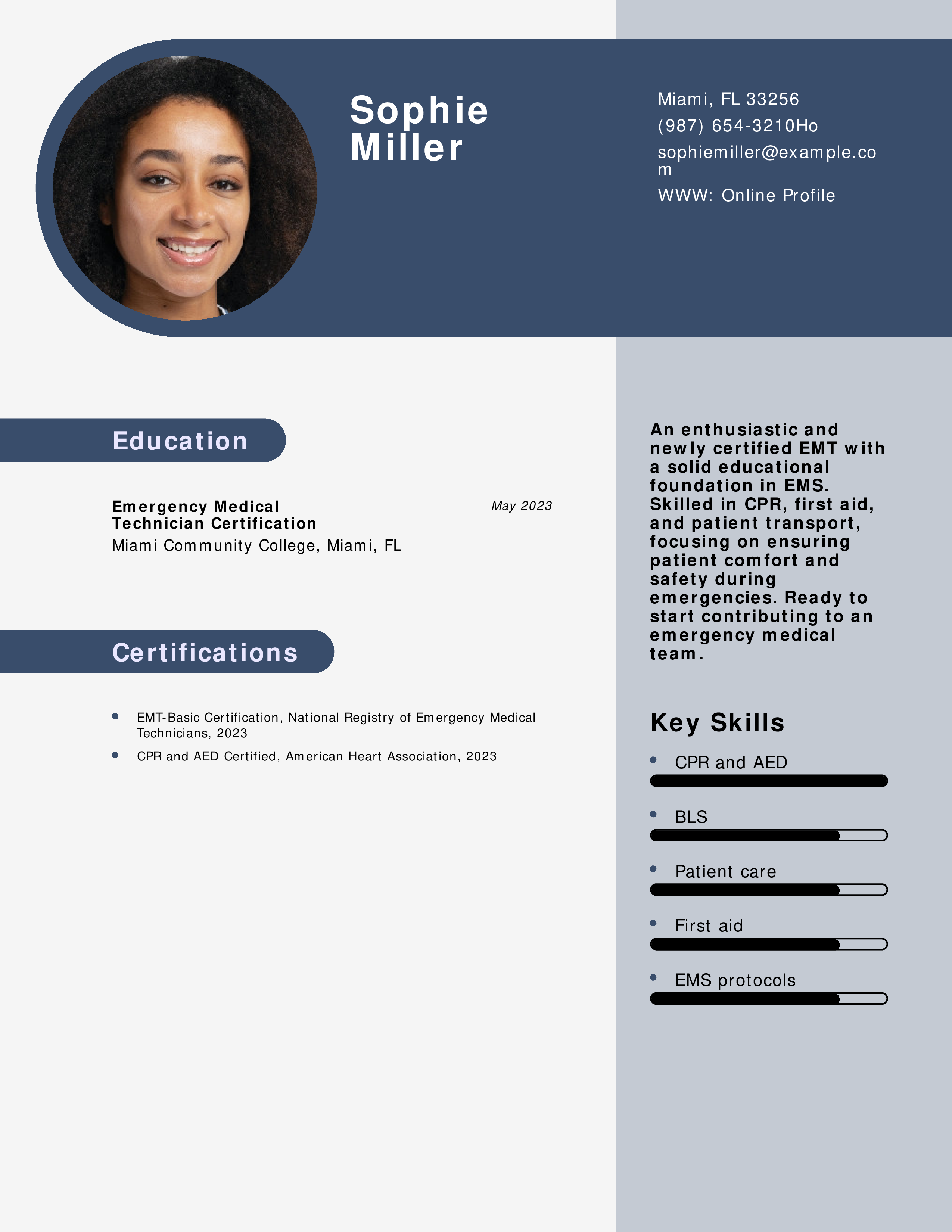 Emergency Medical Technician No Experience Resume