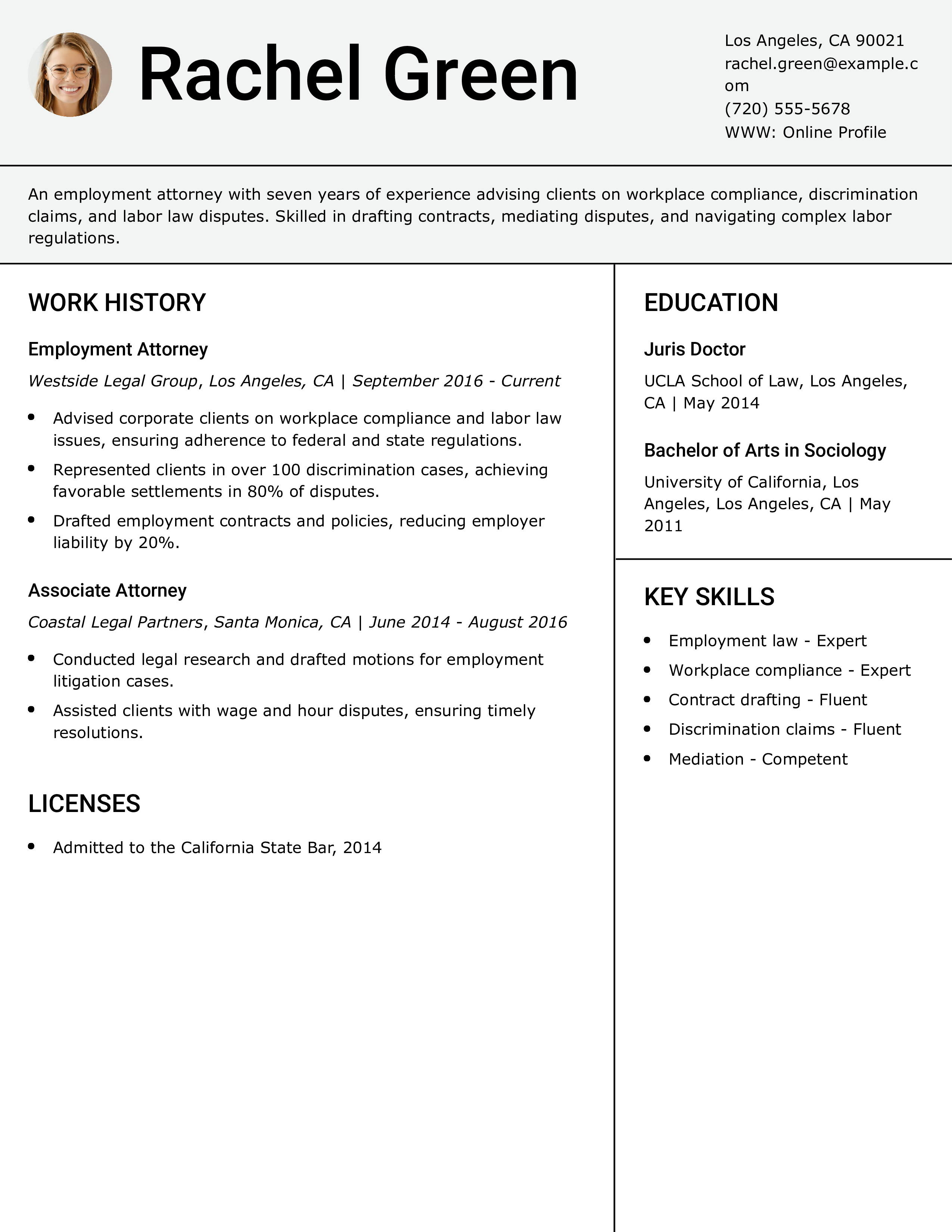 Employment Attorney Resume