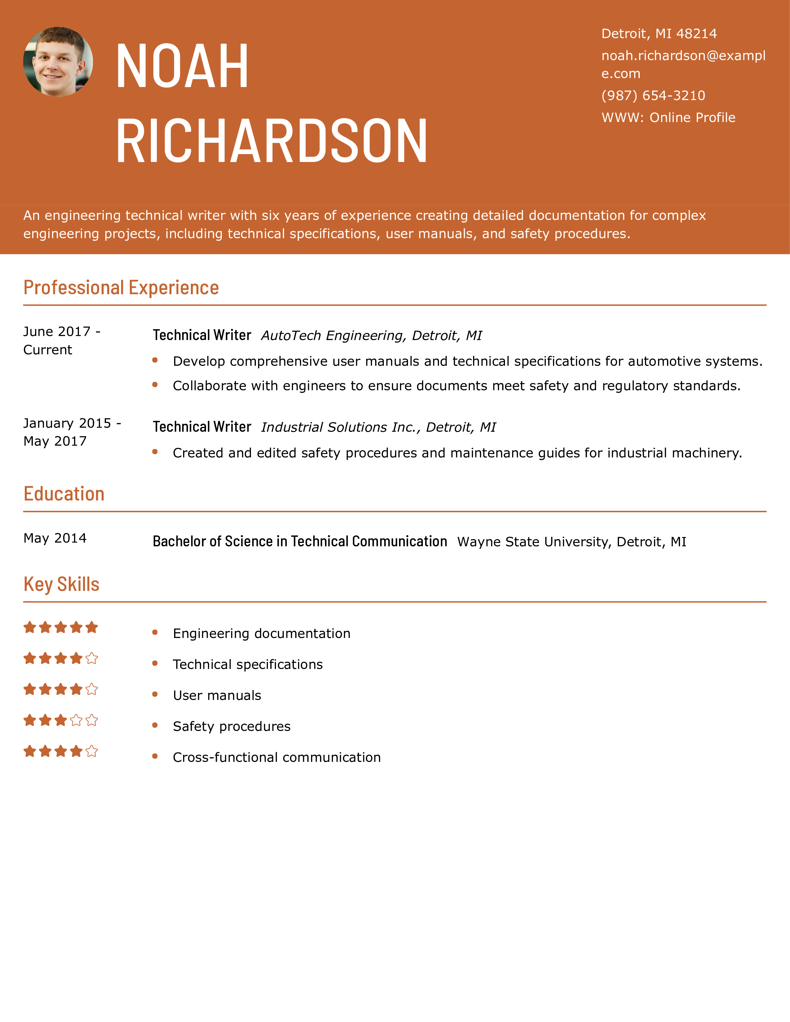 Engineering Technical Writer Resume