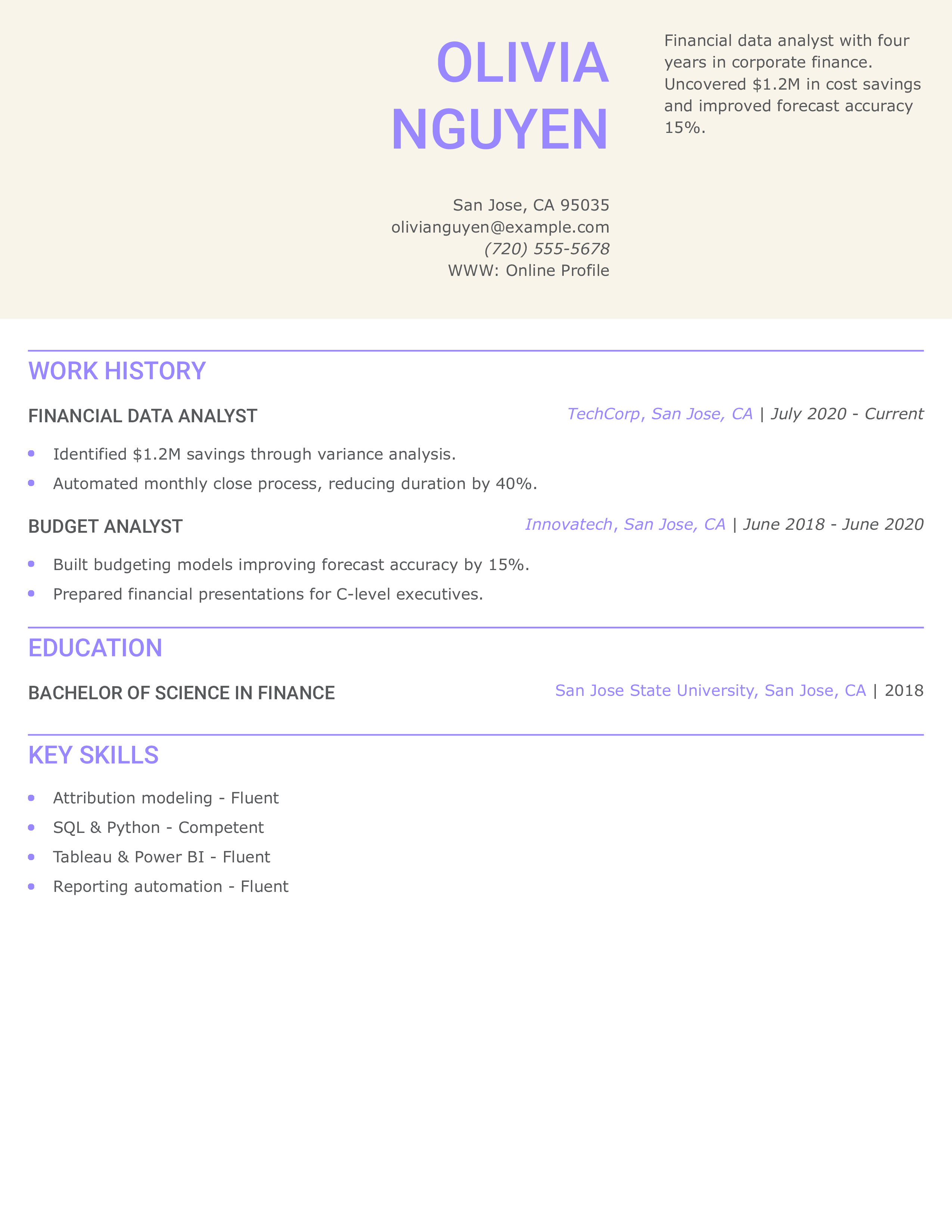 Financial Data Analyst Resume