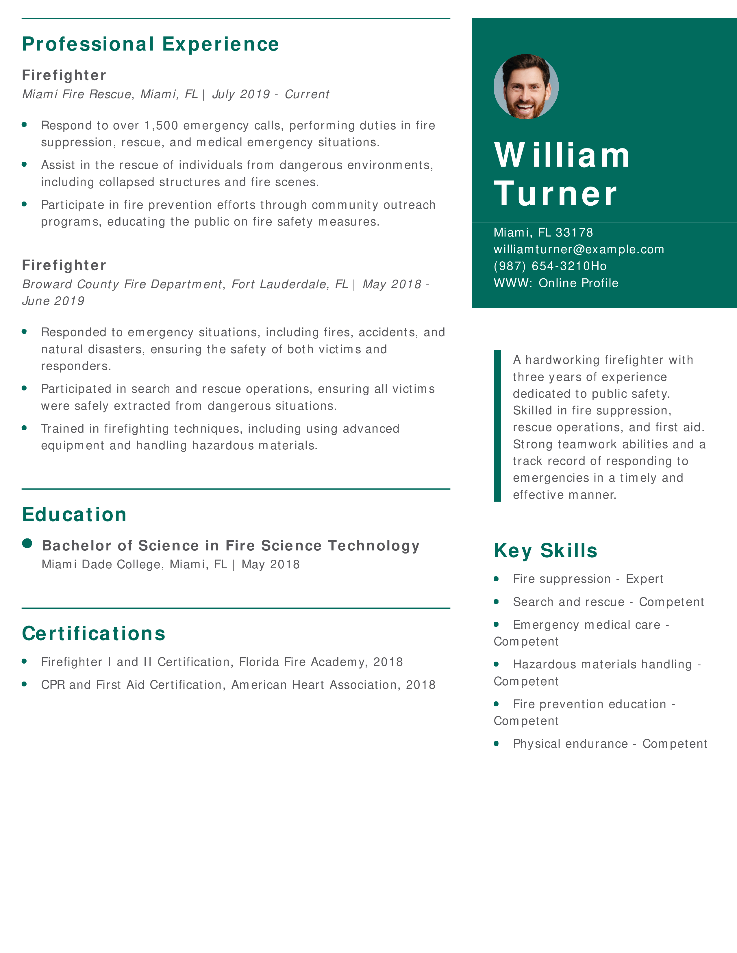 Firefighter Resume