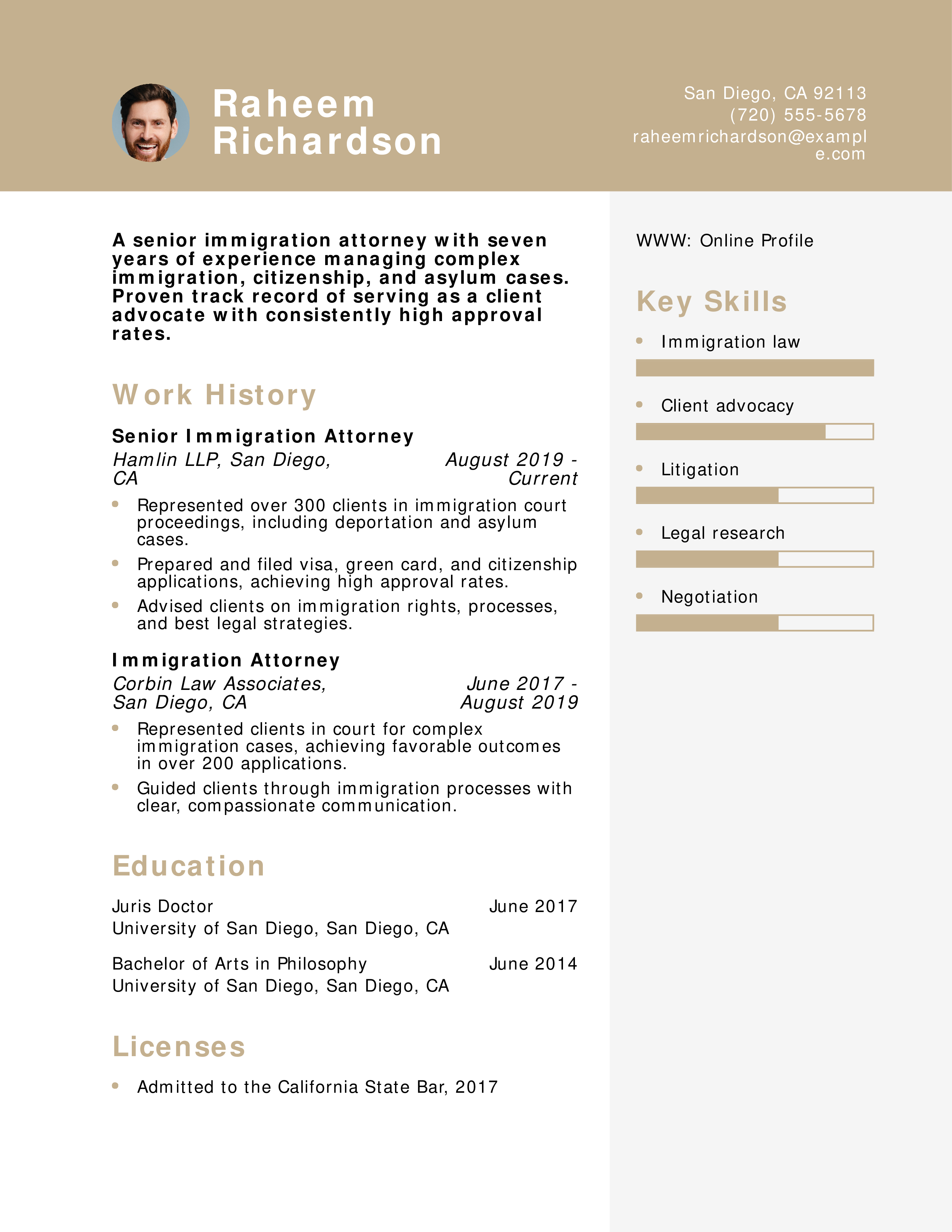 Immigration Attorney Resume