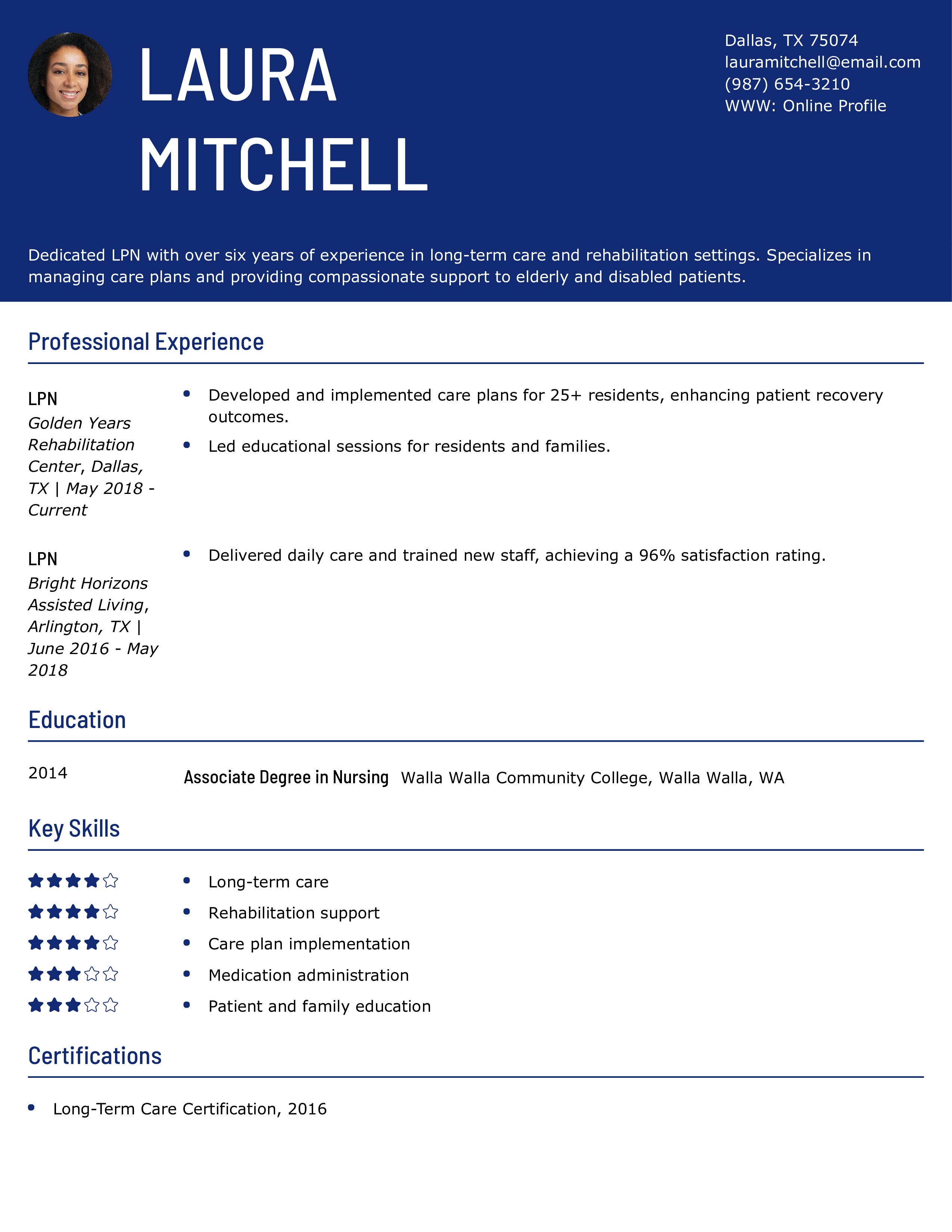 LPN - Elderly & Disabled Resume