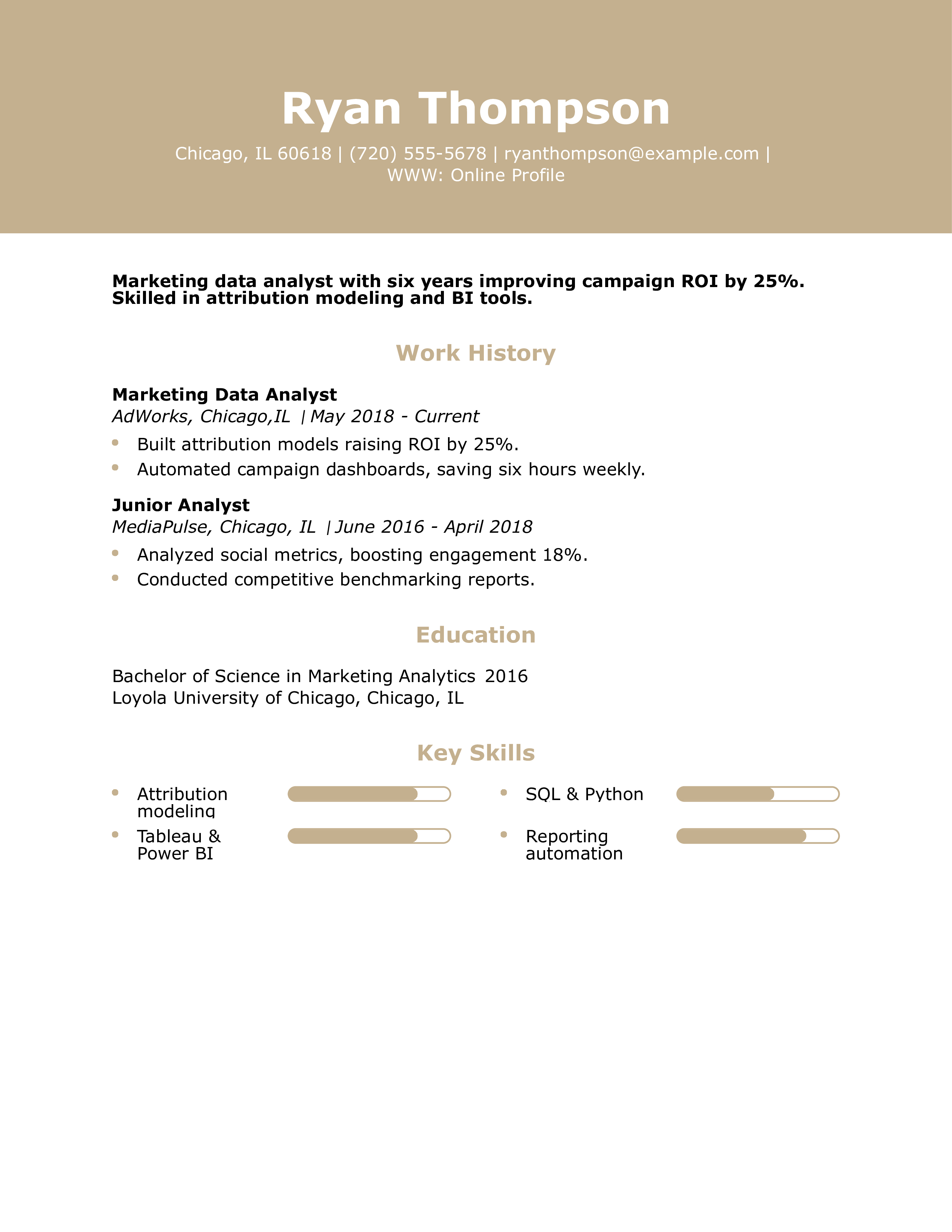 Marketing Data Analyst Resume