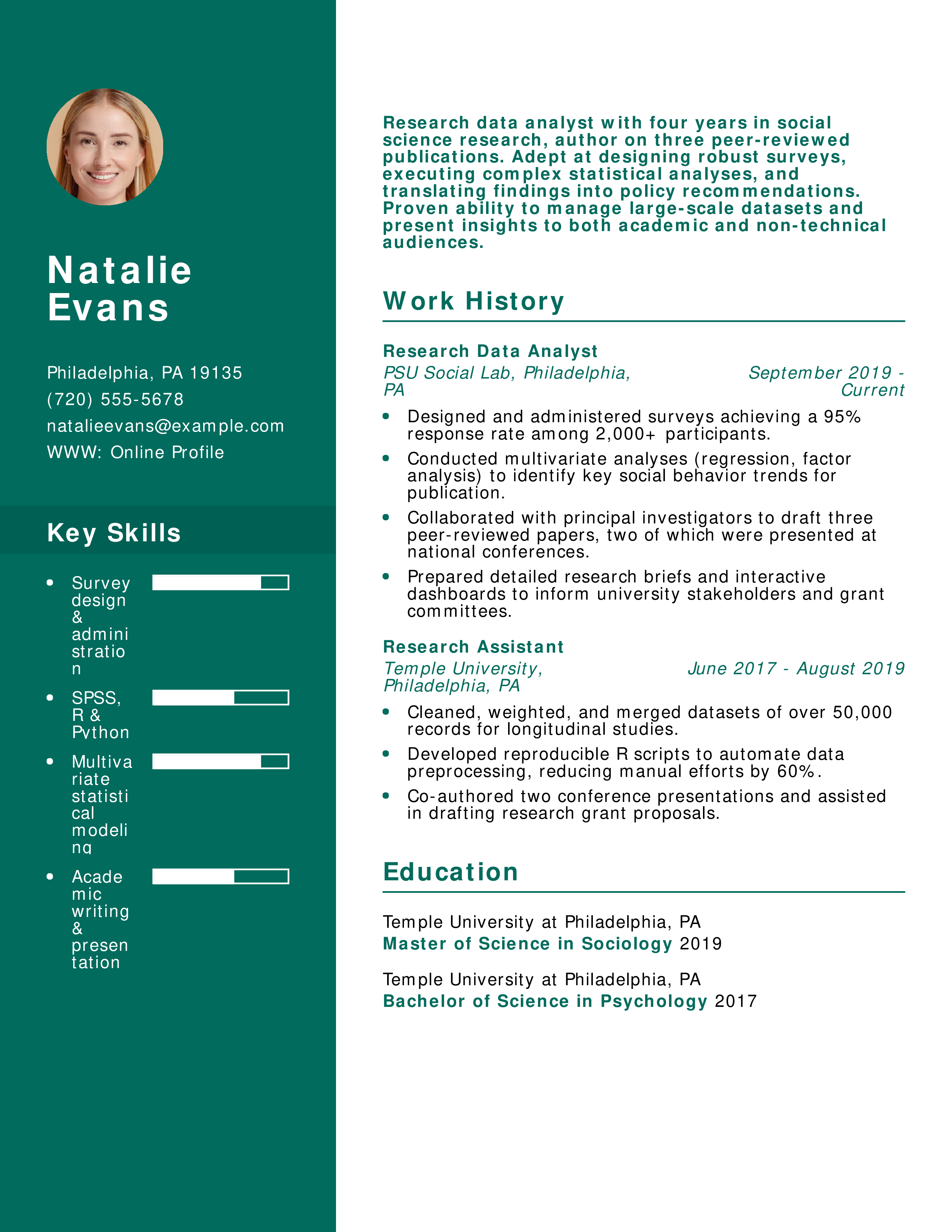 Research Data Analyst Resume
