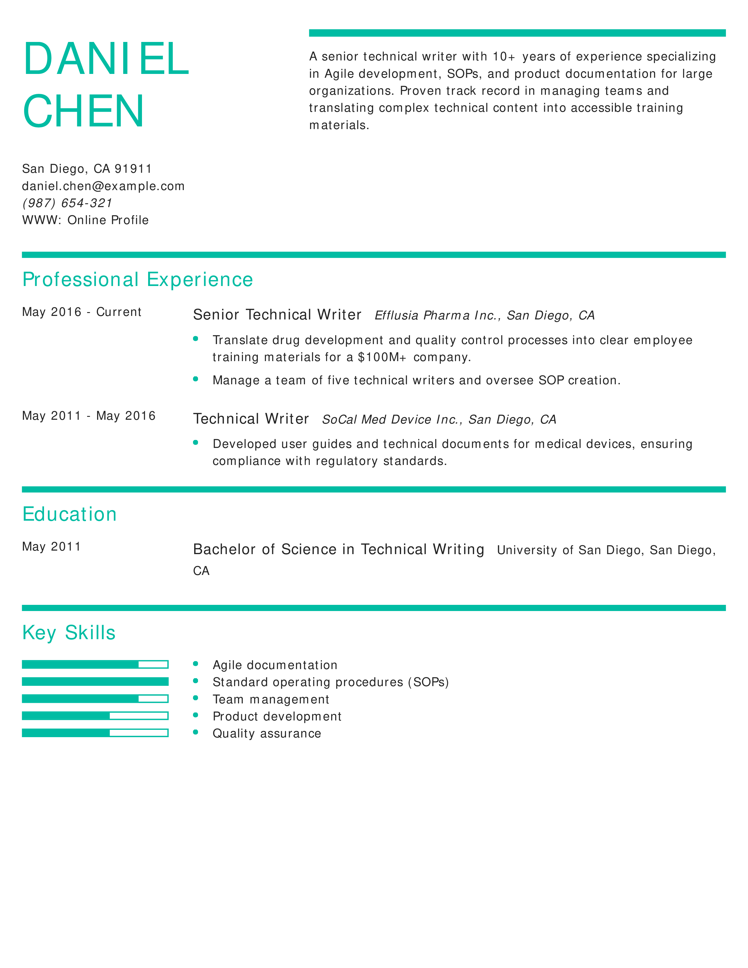 Senior Technical Writer Resume